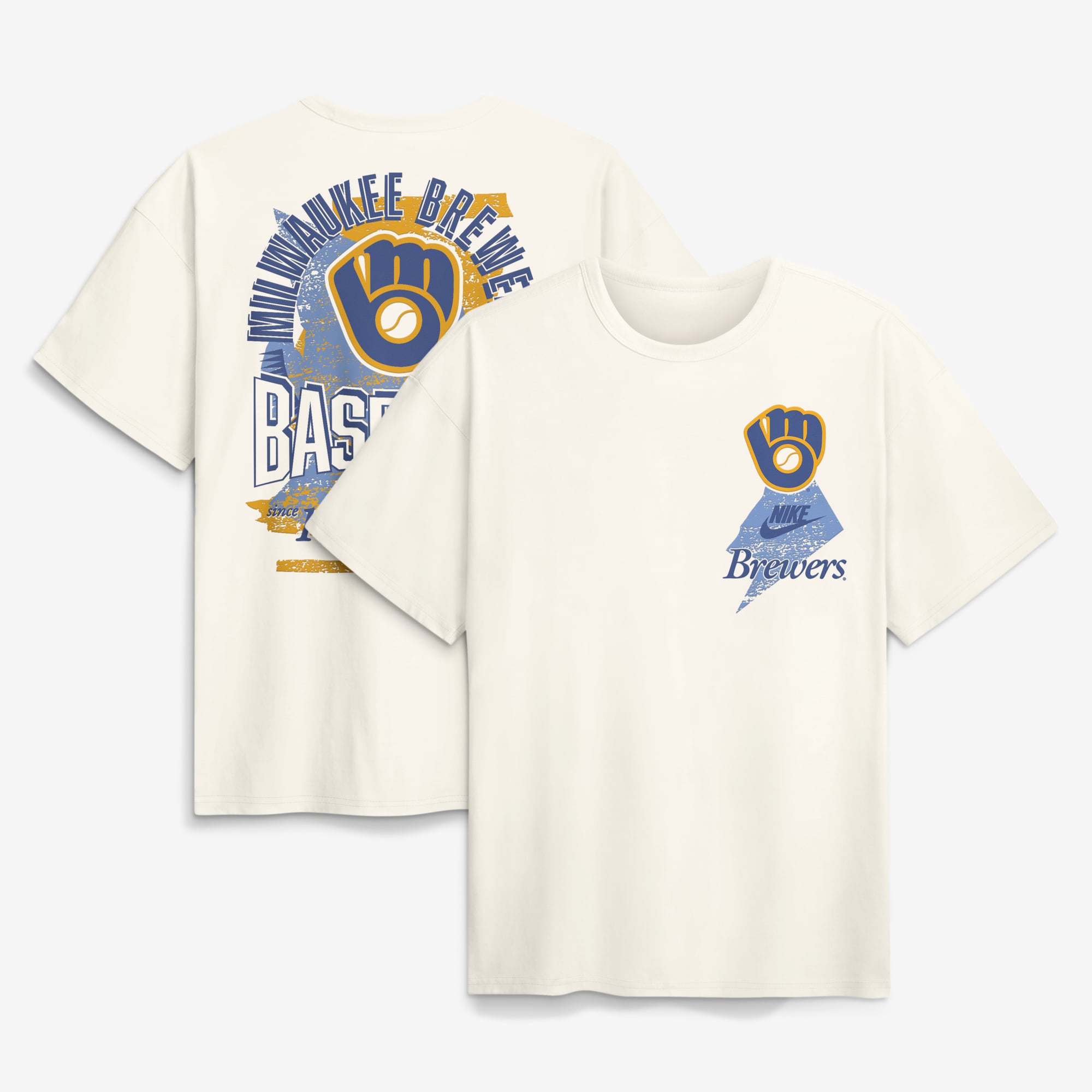 Men's Nike Cream Milwaukee Brewers Max90 Arch Heavyweight T-Shirt