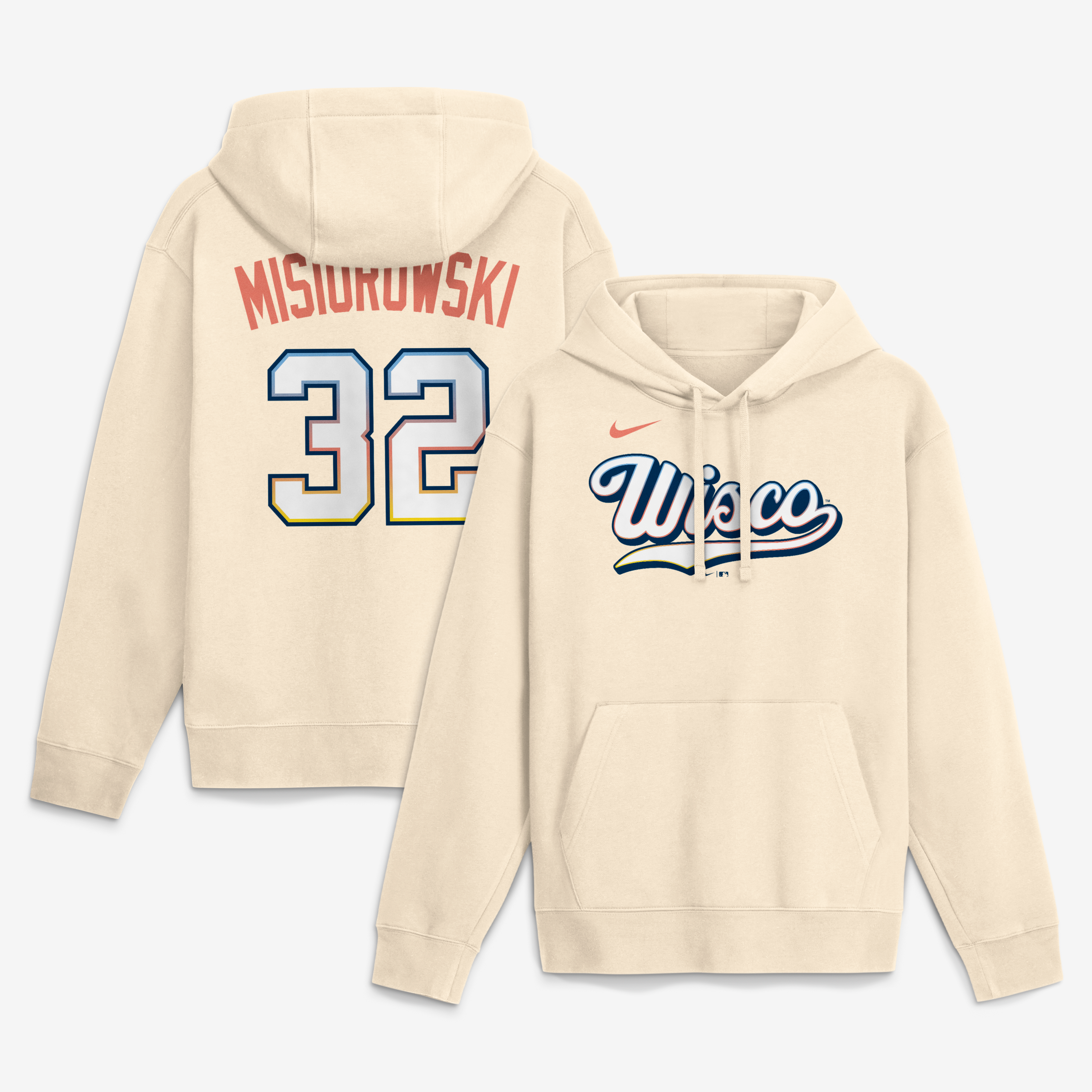 Sweat à capuche en polaire Nike Jacob Misiorowski bleu marine Milwaukee Brewers, avec nom et numéro.