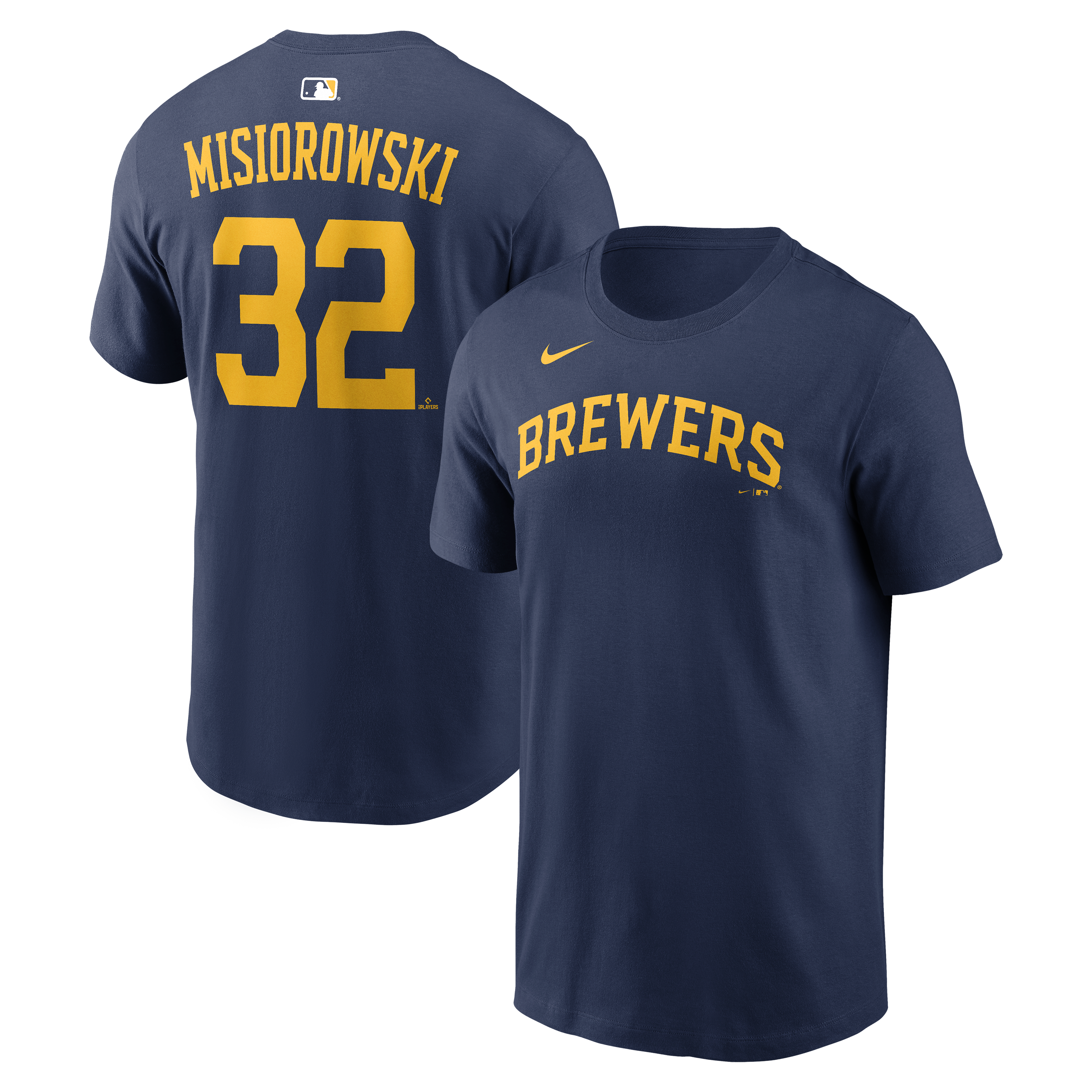 T-shirt Nike Jacob Misiorowski bleu marine des Milwaukee Brewers pour homme, avec nom et numéro