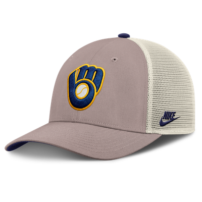 Milwaukee Brewers Nike Cooperstown Rise Adjustable Trucker Hat - Khaki