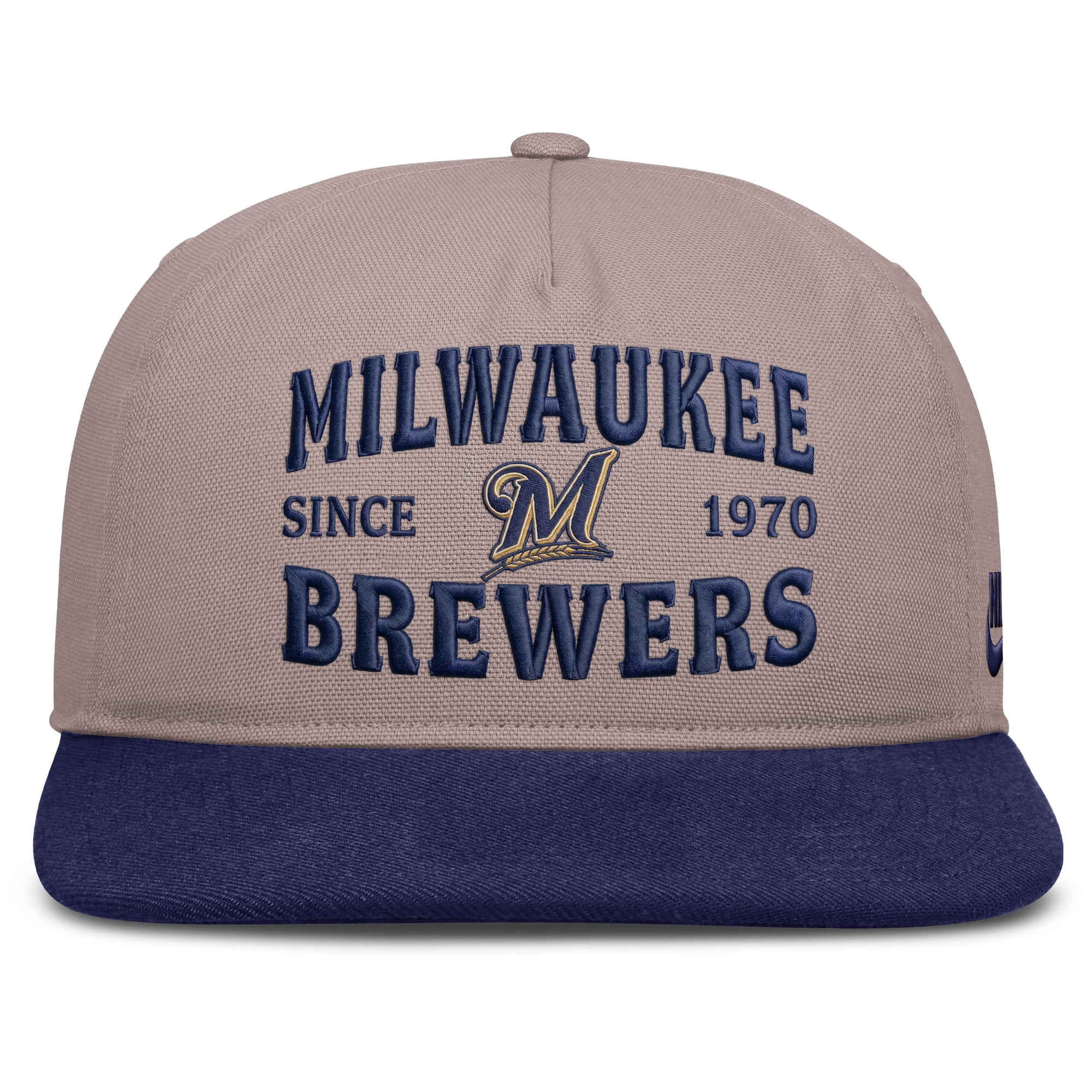 Casquette ajustable Nike pour homme, marron clair/bleu roi, Milwaukee Brewers Cooperstown Pro, 5 panneaux