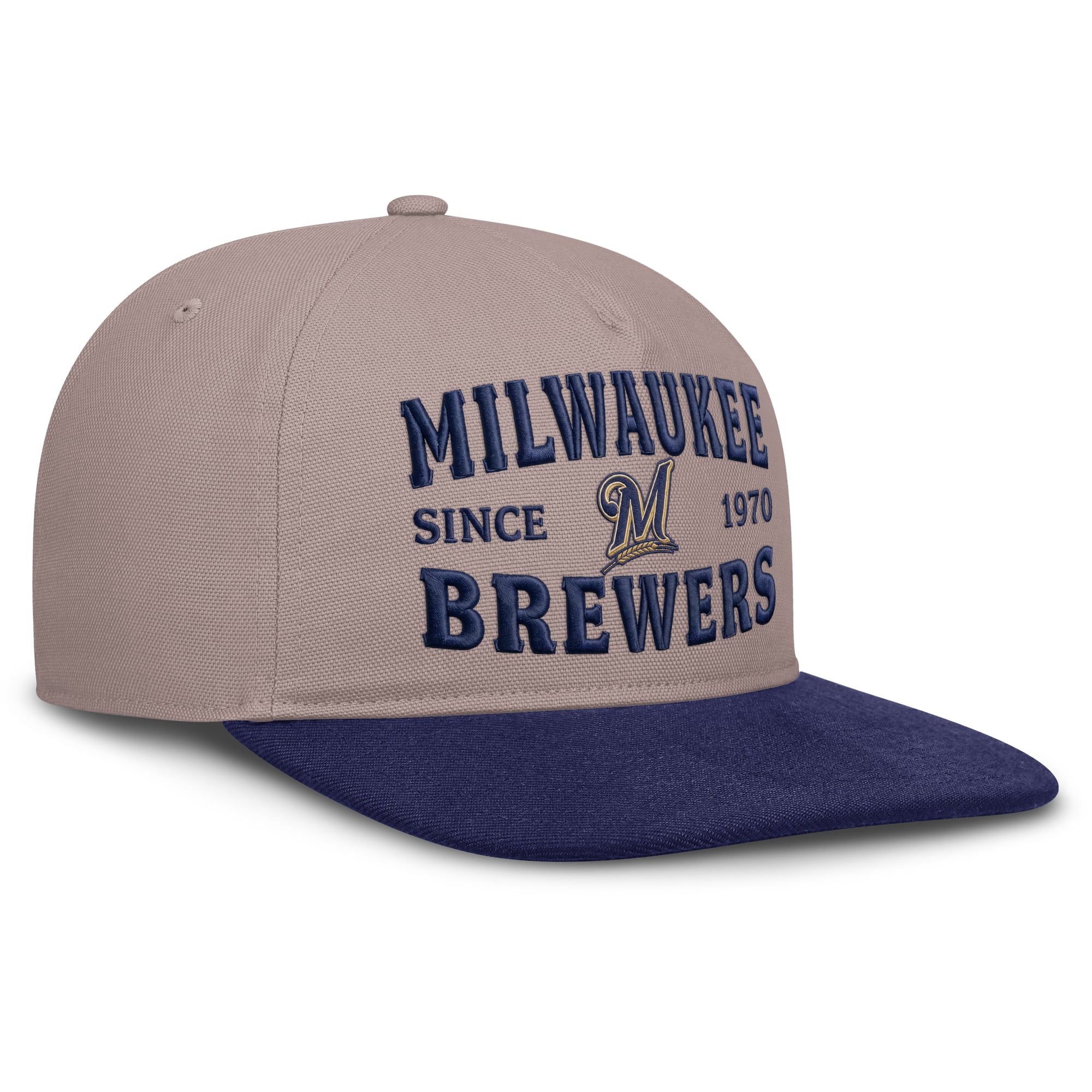 Casquette ajustable Nike pour homme, marron clair/bleu roi, Milwaukee Brewers Cooperstown Pro, 5 panneaux