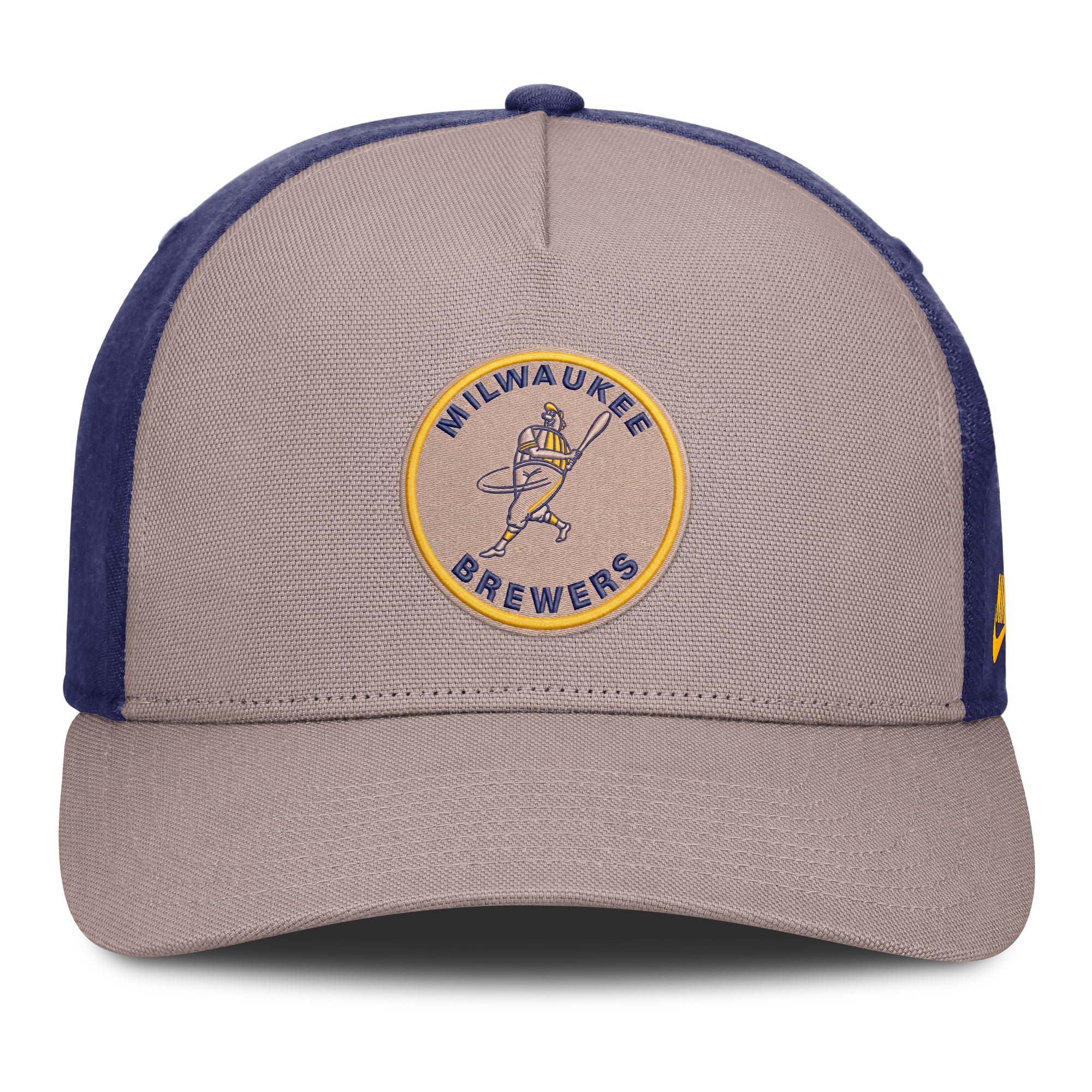 Casquette ajustable Nike pour homme, marron clair/bleu roi, Milwaukee Brewers Cooperstown Rise A-Frame