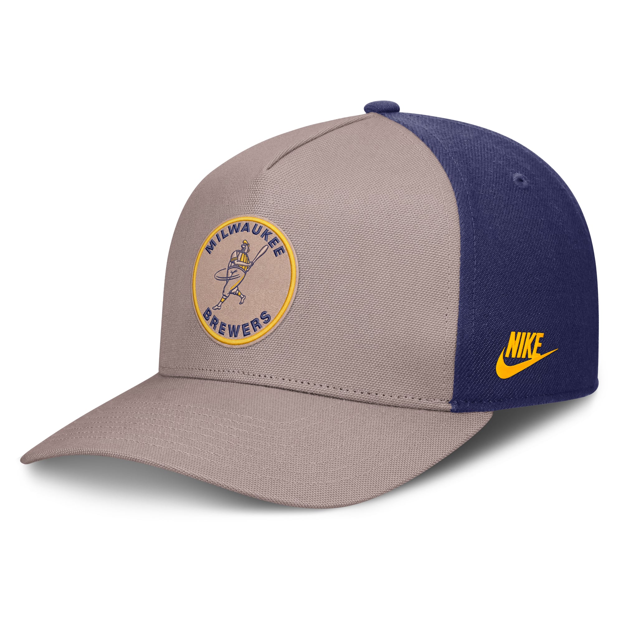 Casquette ajustable Nike pour homme, marron clair/bleu roi, Milwaukee Brewers Cooperstown Rise A-Frame