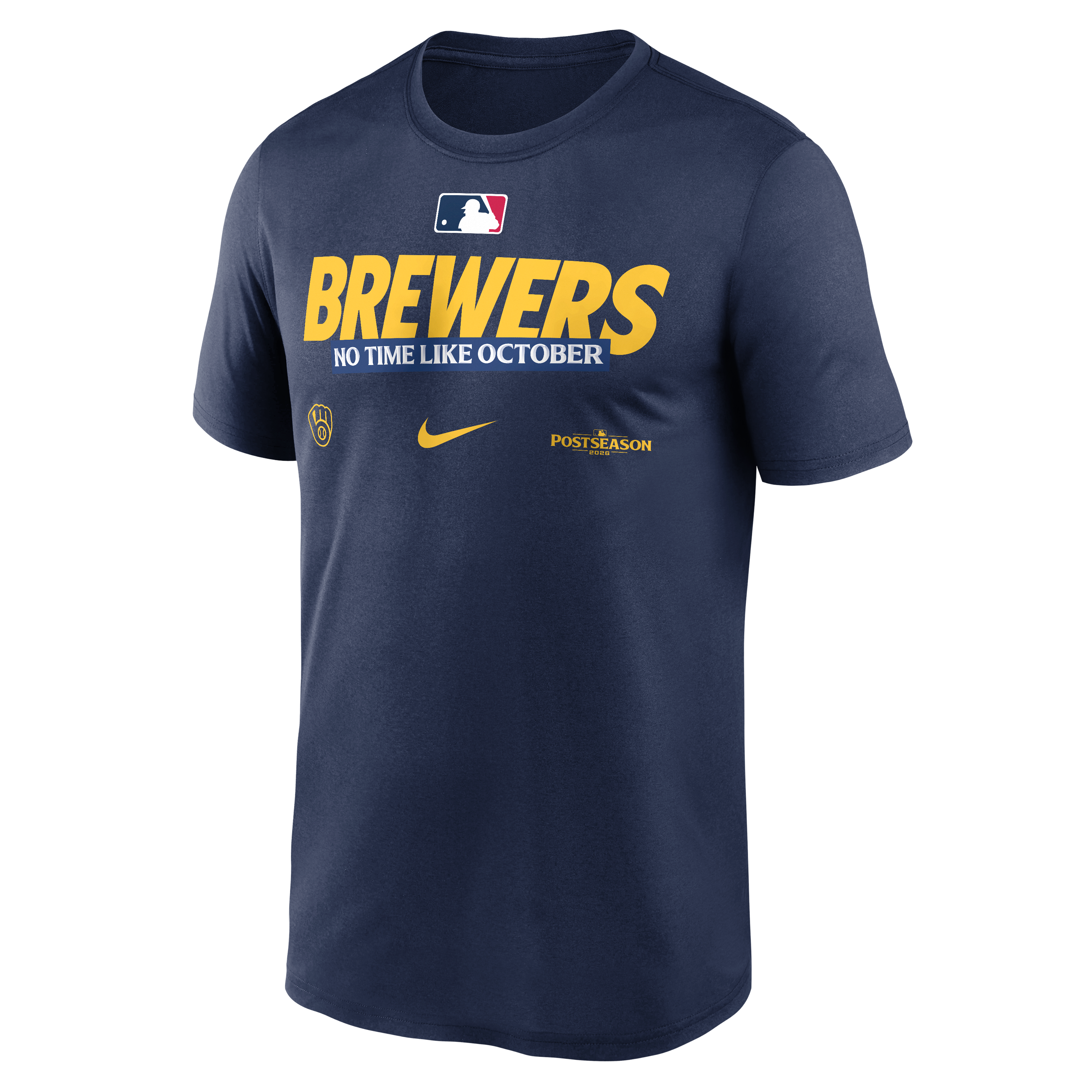 T-shirt Nike Legend Dri-FIT de la collection authentique des Milwaukee Brewers, bleu marine, édition 2026 séries éliminatoires MLB, pour homme