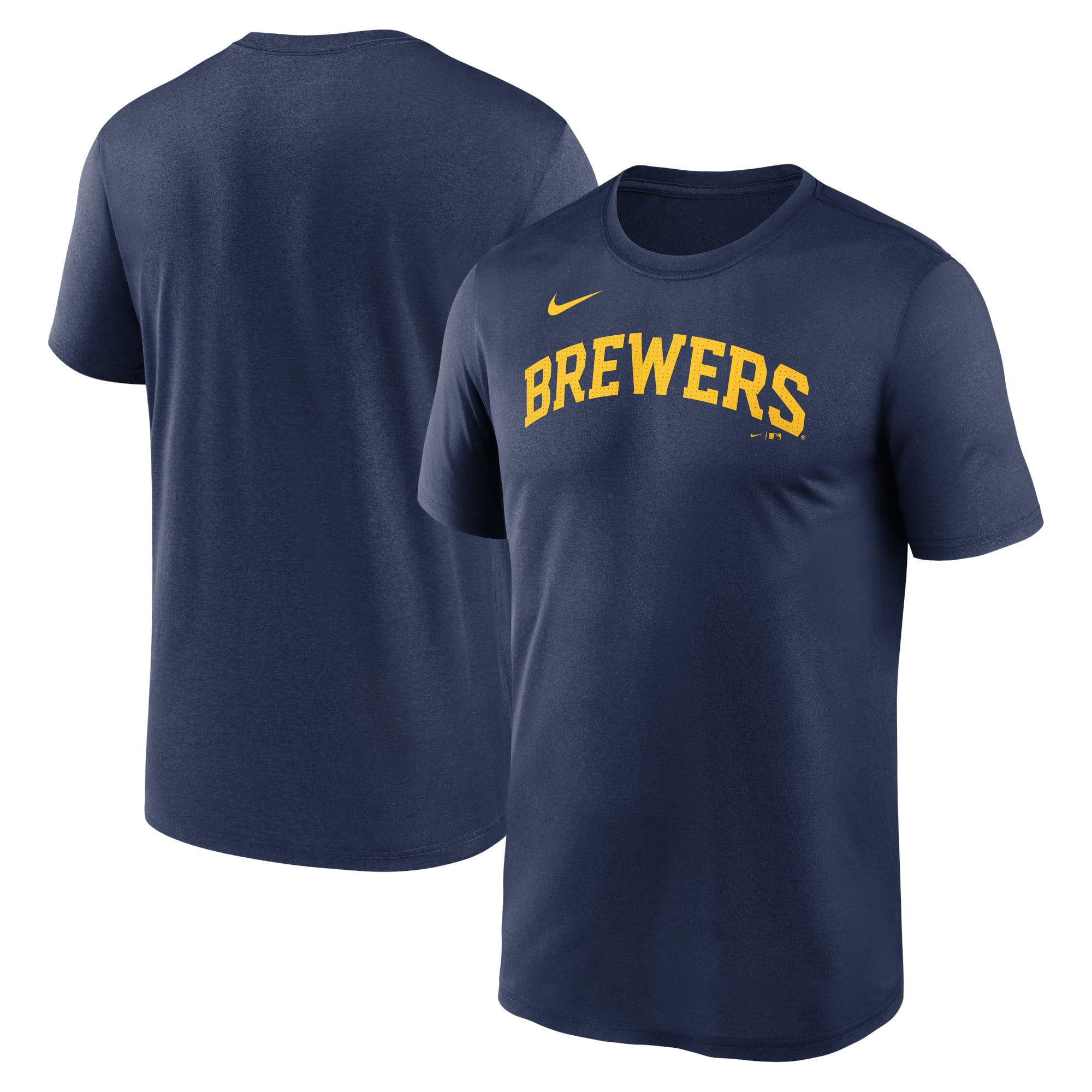T-shirt Nike pour homme, bleu marine, Milwaukee Brewers Legend Fuse Wordmark
