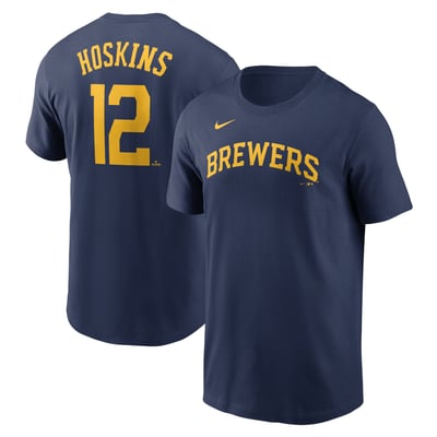 Rhys Hoskins Milwaukee Brewers Nike Fuse Name & Number T-Shirt - Navy