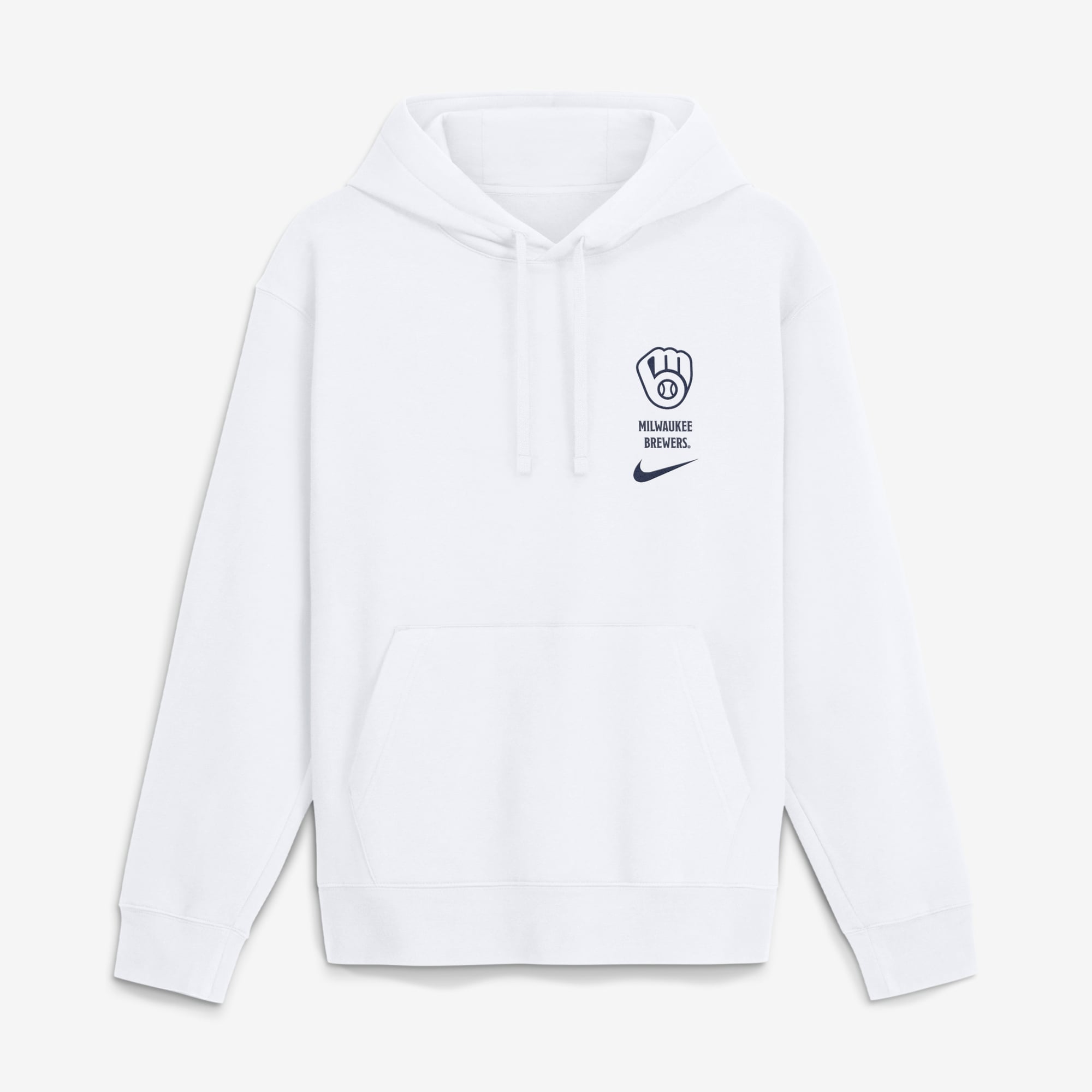 Men's Nike White Milwaukee Brewers Minimal Club Fleece Hoodie