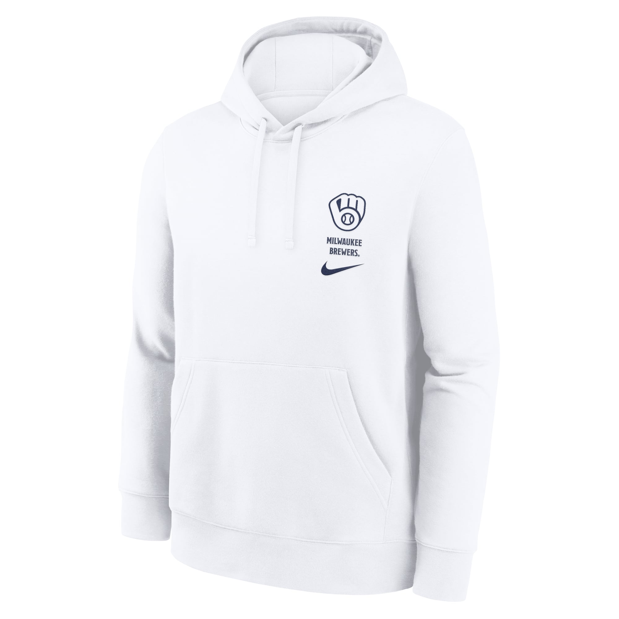 Men's Nike White Milwaukee Brewers Minimal Club Fleece Hoodie