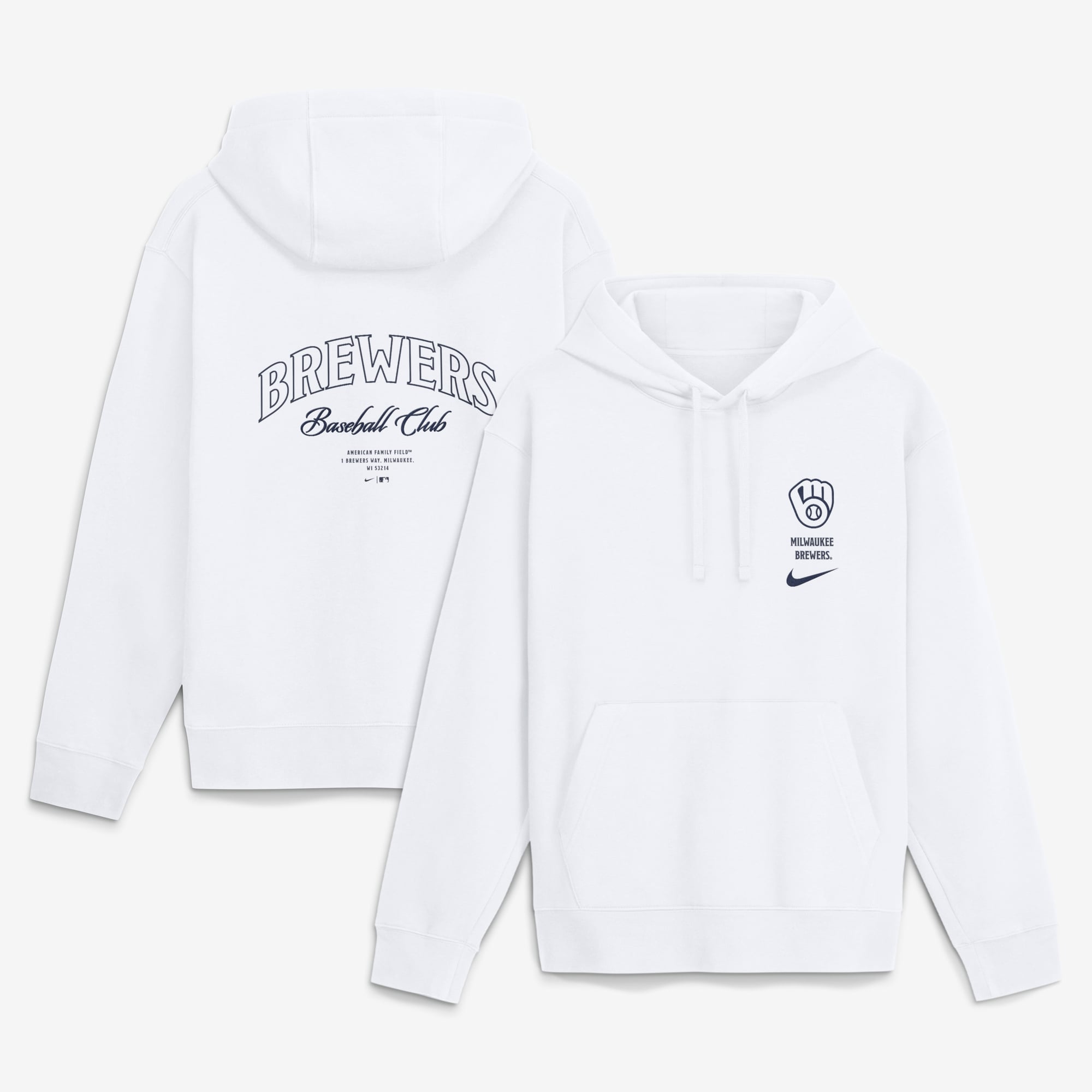 Men's Nike White Milwaukee Brewers Minimal Club Fleece Hoodie