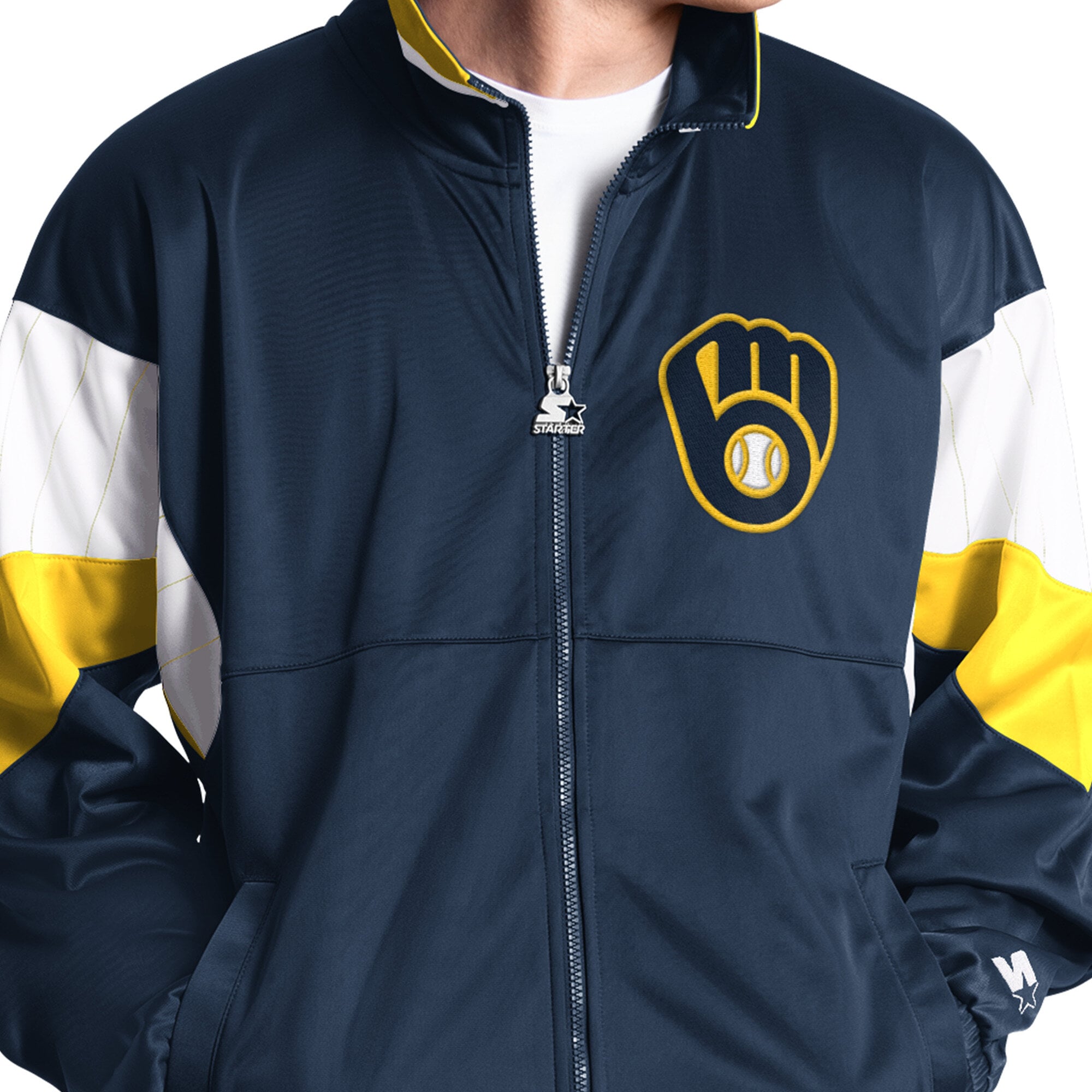 Veste de survêtement zippée Starter Navy Milwaukee Brewers Legacy pour homme