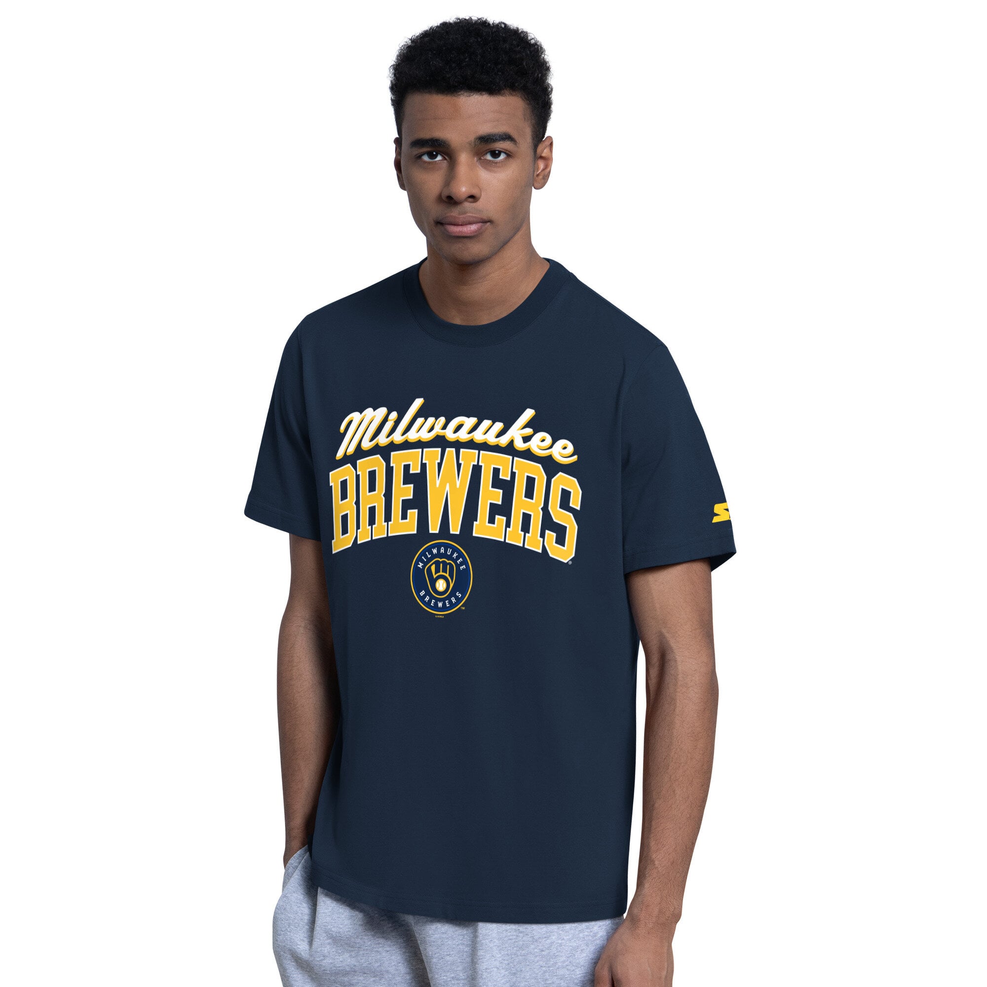 Pack sweat à capuche et t-shirt Starter bleu marine avec logo des Milwaukee Brewers pour homme
