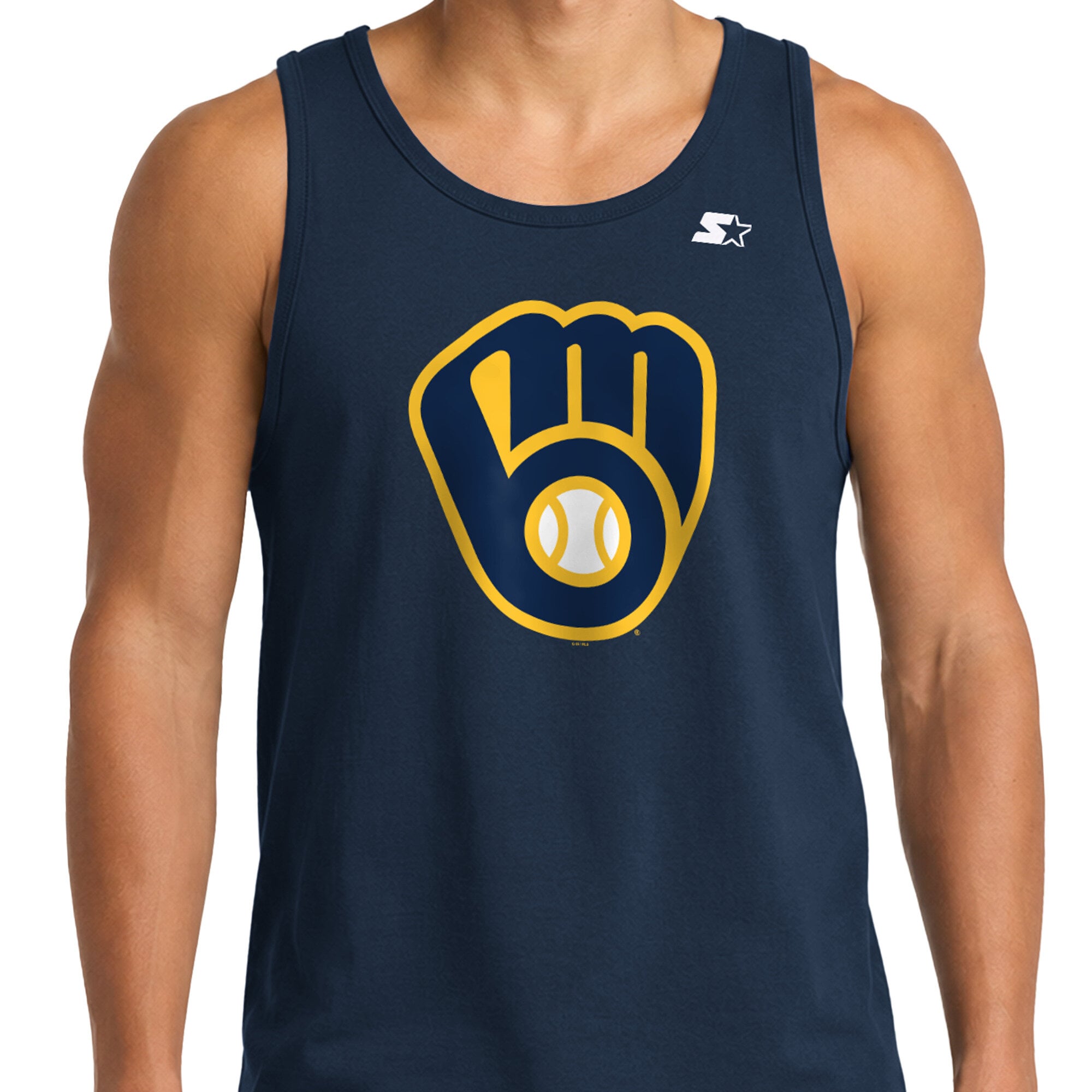 Débardeur Starter bleu marine Milwaukee Brewers pour homme