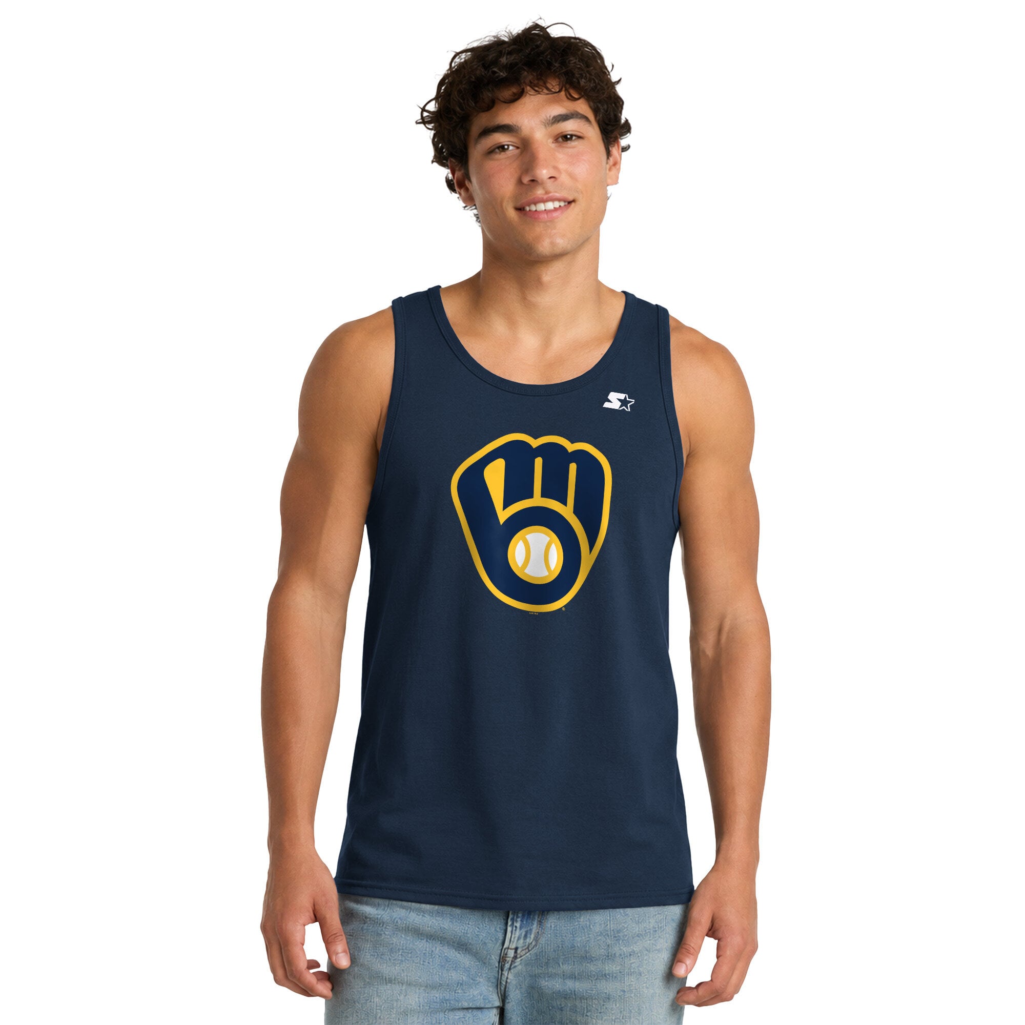 Débardeur Starter bleu marine Milwaukee Brewers pour homme