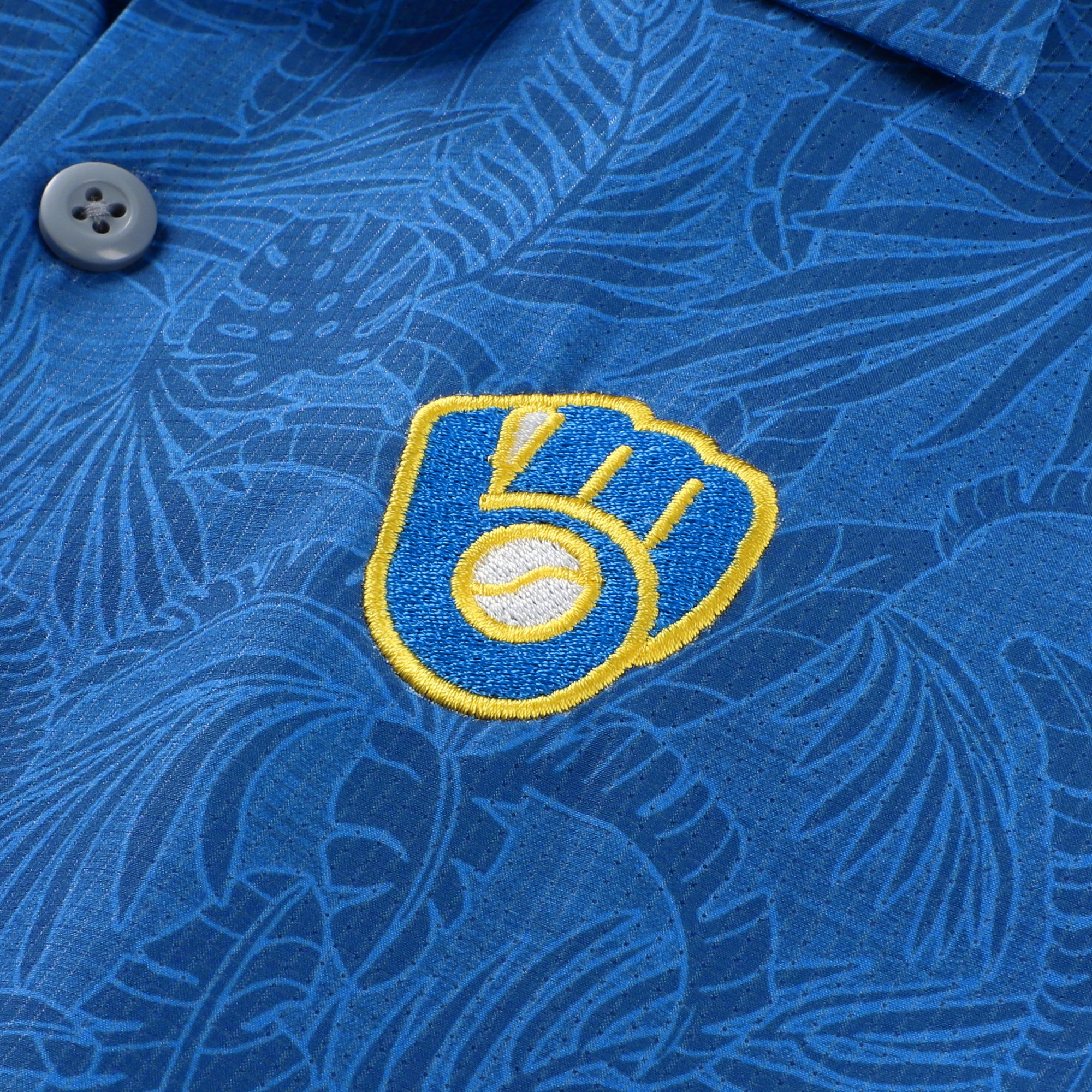 Chemise boutonnée Tommy Bahama Royal Milwaukee Brewers Saltwater Fronds IslandZone pour homme