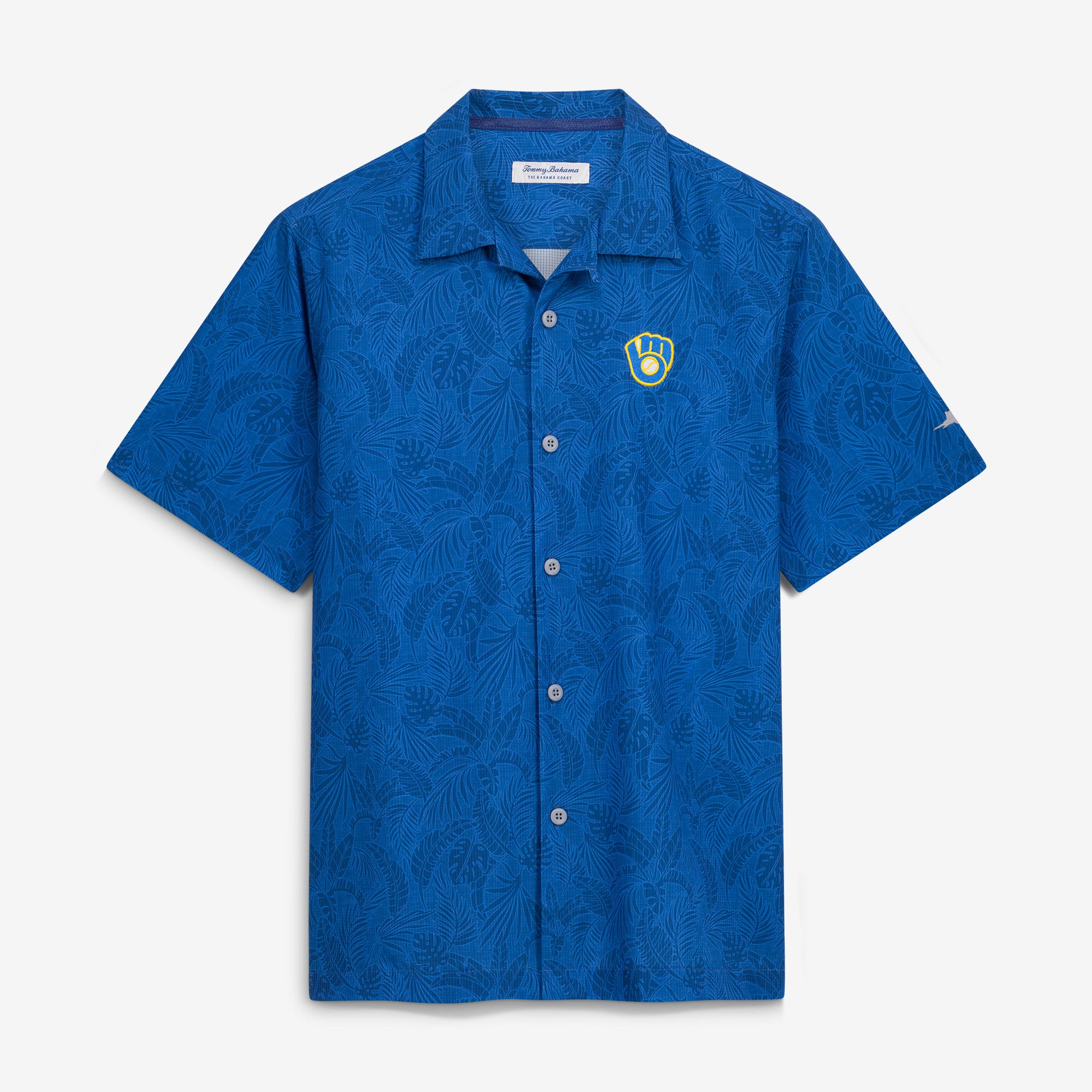 Chemise boutonnée Tommy Bahama Royal Milwaukee Brewers Saltwater Fronds IslandZone pour homme