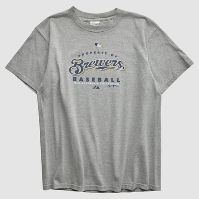 Milwaukee Brewers Majestic 2000s T-shirt - Heather Gray - S by Fanatics Real Vintage