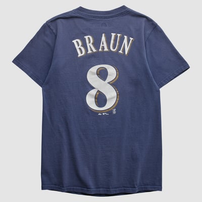 Milwaukee Brewers Majestic 2008 T-shirt - Navy - XS by Fanatics Real Vintage