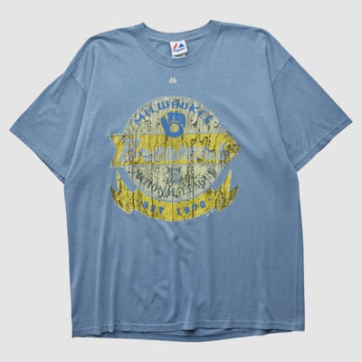 Milwaukee Brewers Majestic 2010s T-shirt - Blue - L by Fanatics Real Vintage