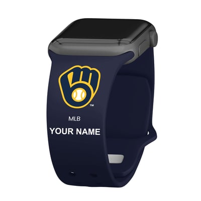Milwaukee Brewers Personalized Silicone Apple Watch Band - Navy