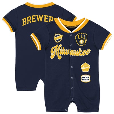 Milwaukee Brewers Outerstuff Newborn Pinch Romper - Navy