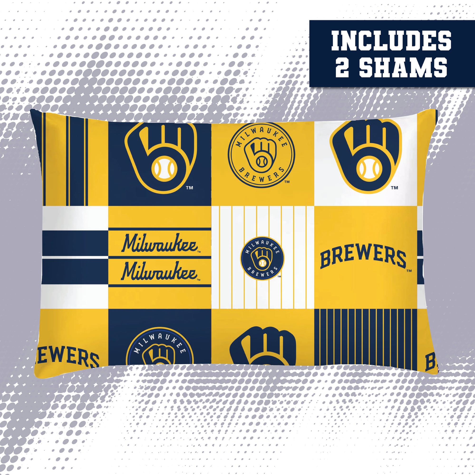 Ensemble de literie trois pièces à carreaux patchwork Pegasus Milwaukee Brewers pour lit double/queen
