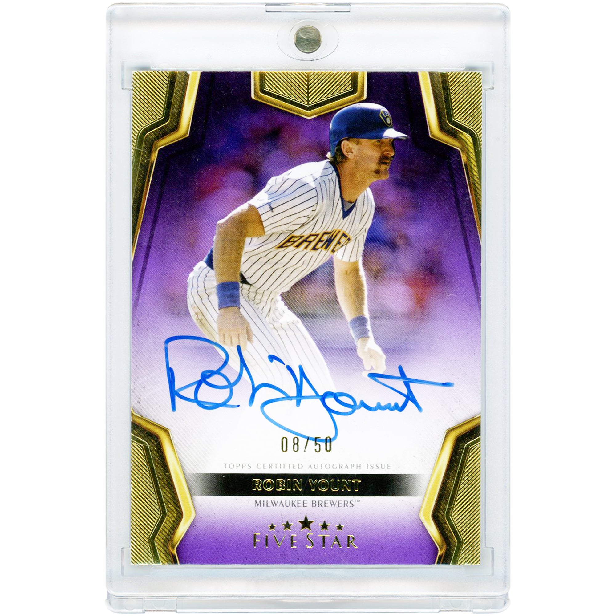 Carte autographiée Robin Yount des Milwaukee Brewers 2024 Topps Five Star Purple #FSA-RY #8/50