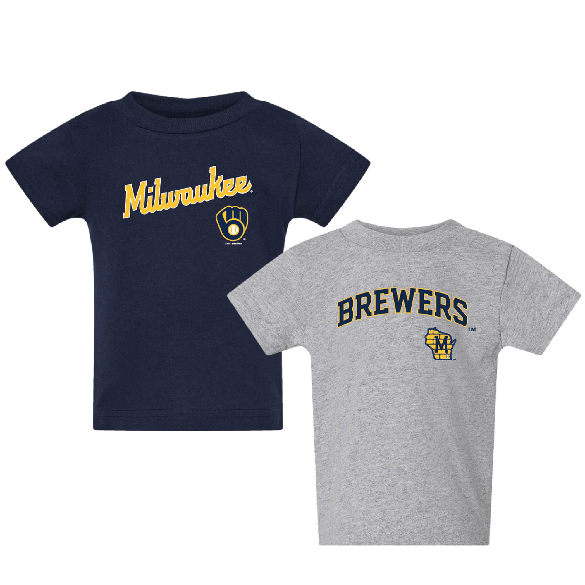 Toddler  Navy/Gray Milwaukee Brewers Logo 2-Pack T-Shirt Set