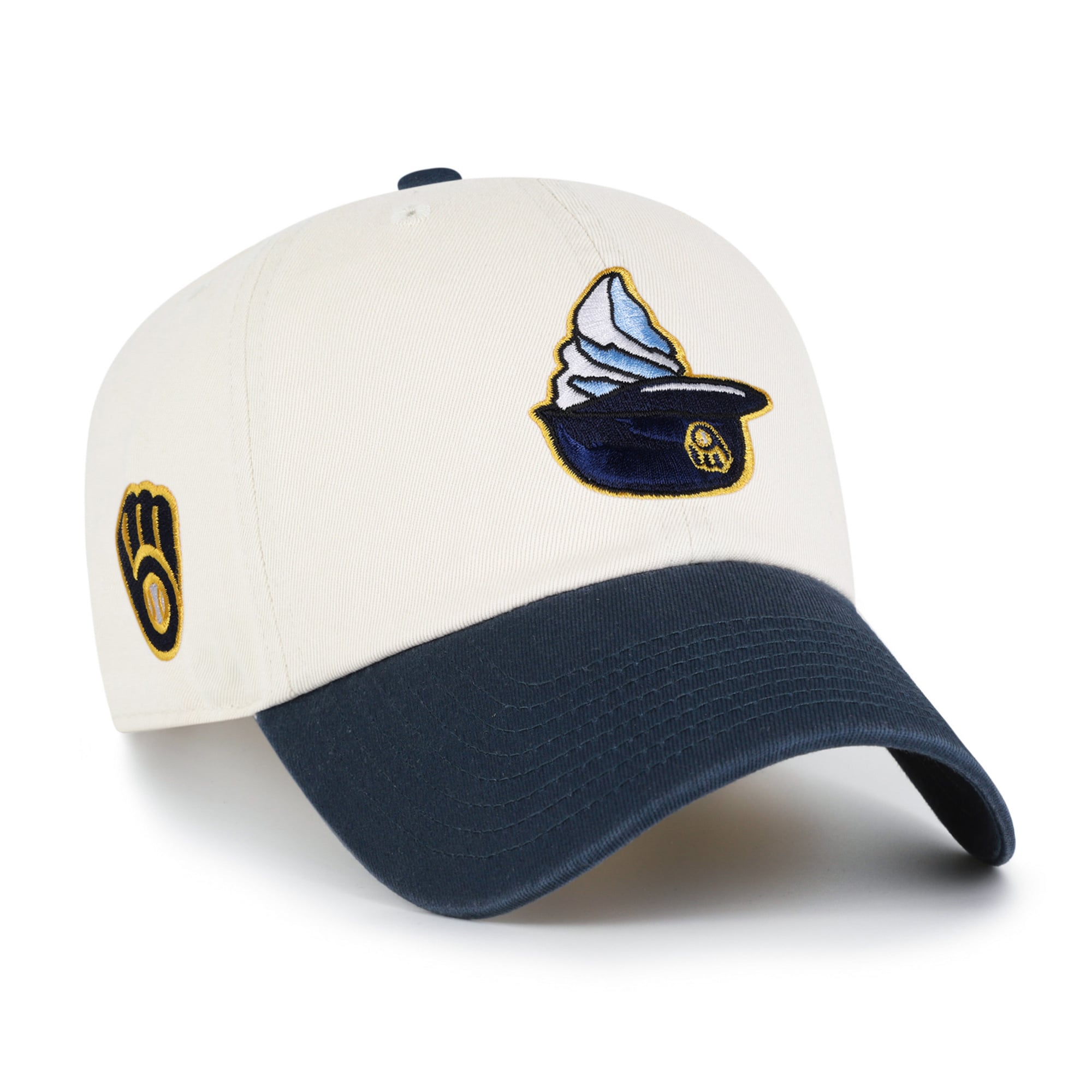 Unisex '47 Natural Milwaukee Brewers Single Swirl Ice Cream Helmet 2.0 Clean Up Adjustable Hat