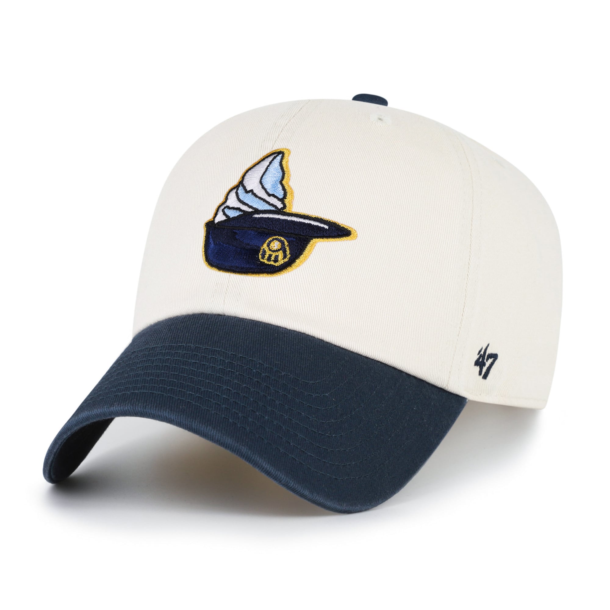 Unisex '47 Natural Milwaukee Brewers Single Swirl Ice Cream Helmet 2.0 Clean Up Adjustable Hat