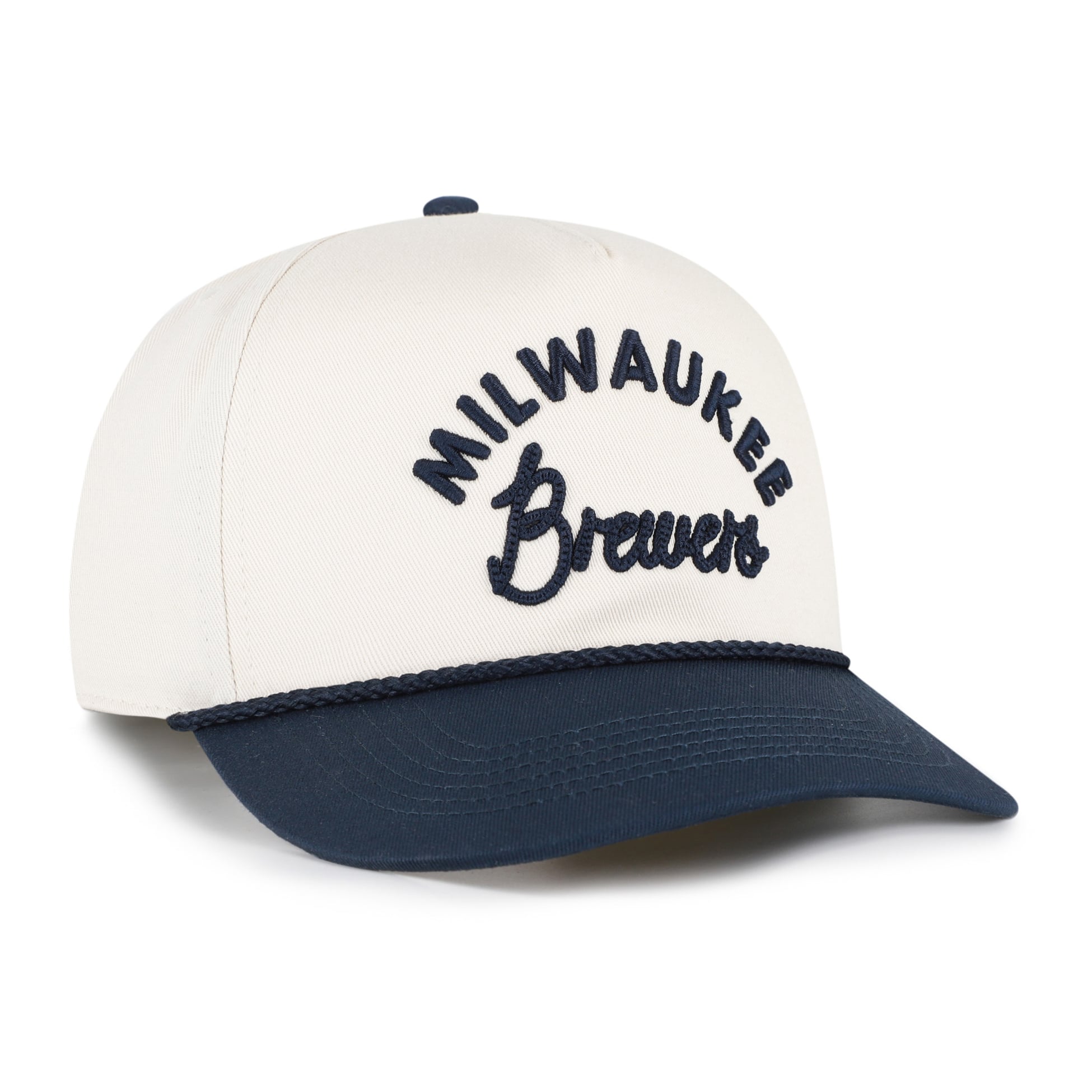Unisex '47 Natural/Navy Milwaukee Brewers Rope Script Hitch Adjustable Hat