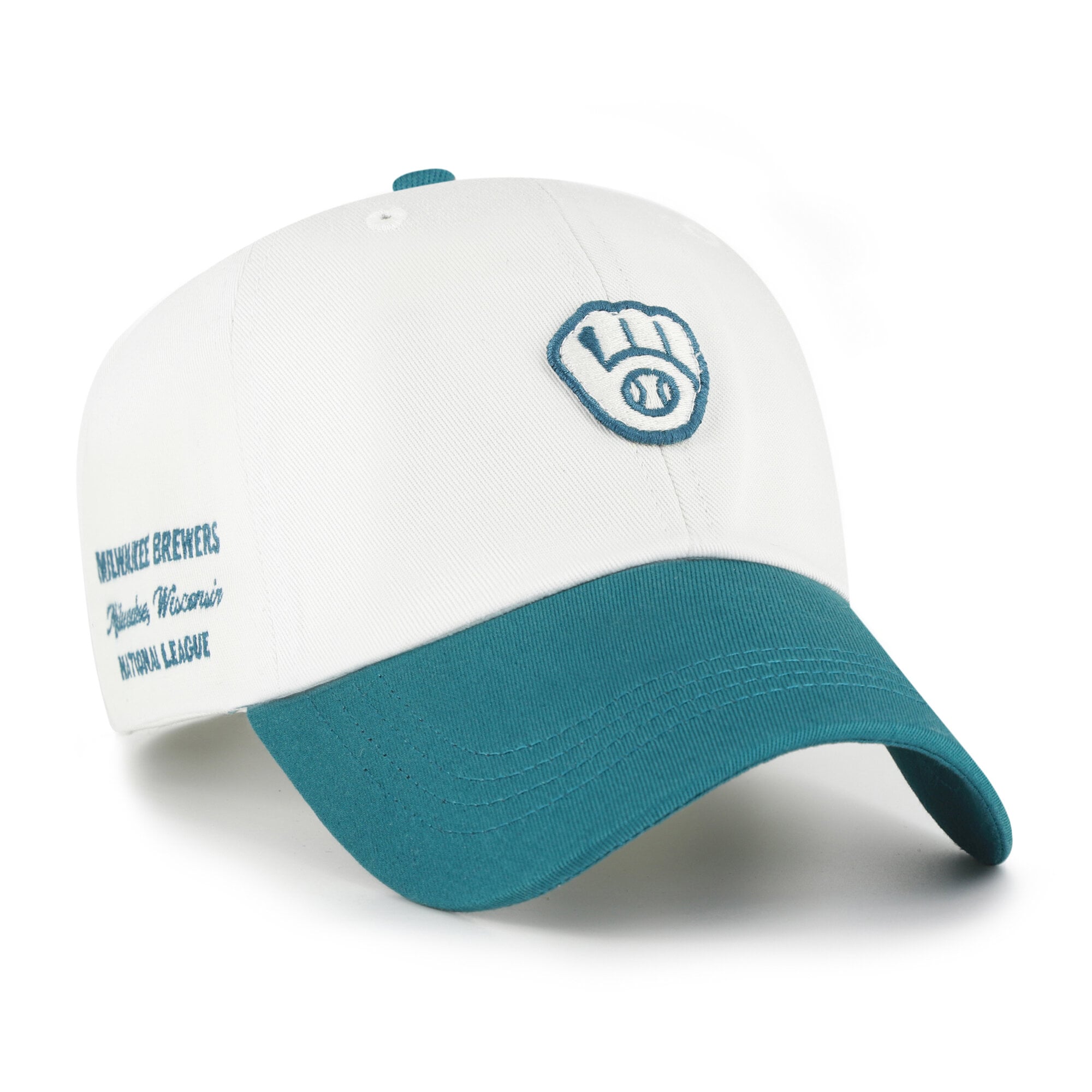Unisex '47 White/Teal Milwaukee Brewers Contemporary Tonal Clean Up Adjustable Hat