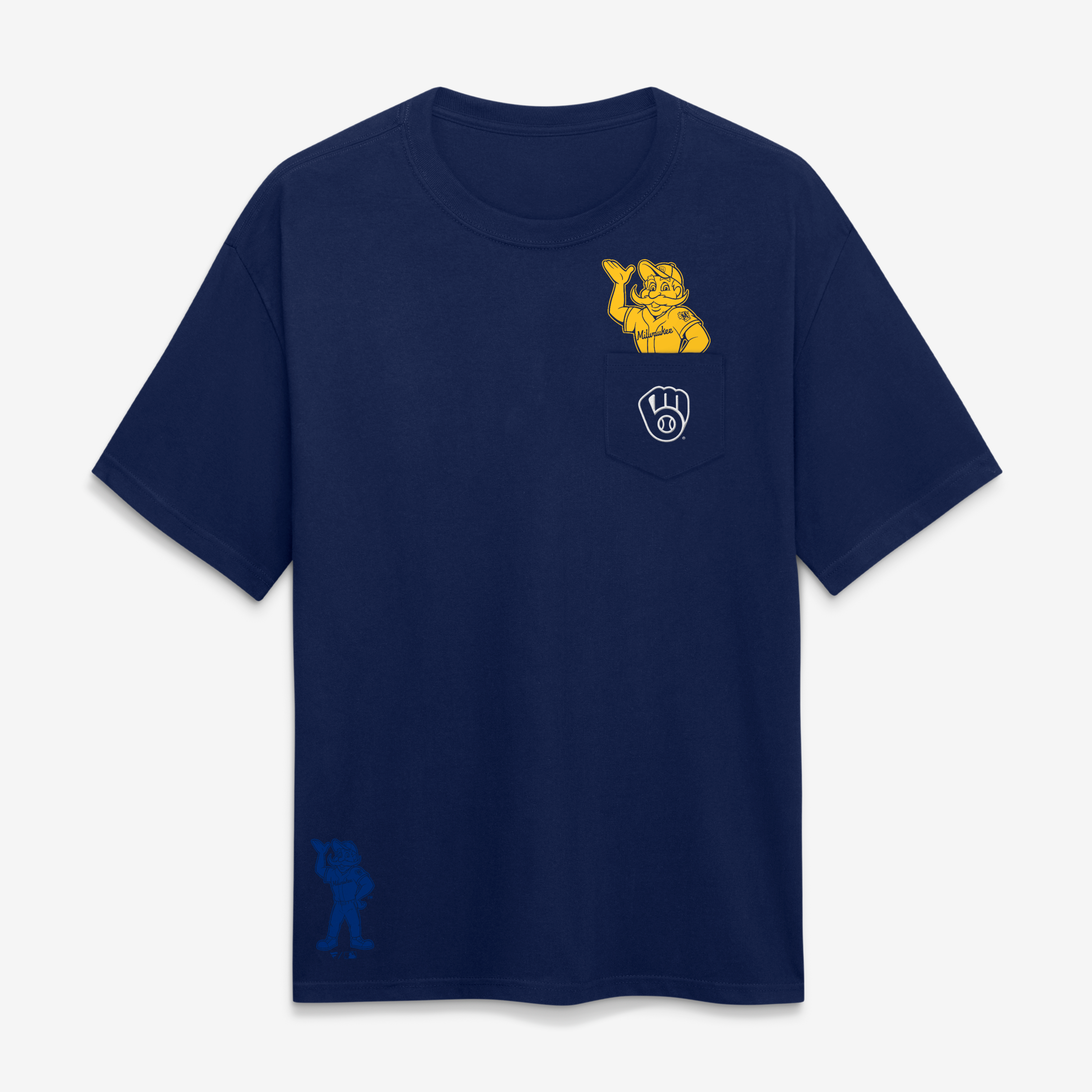 T-shirt unisexe Fanatics Milwaukee Brewers bleu marine avec mascotte de poche