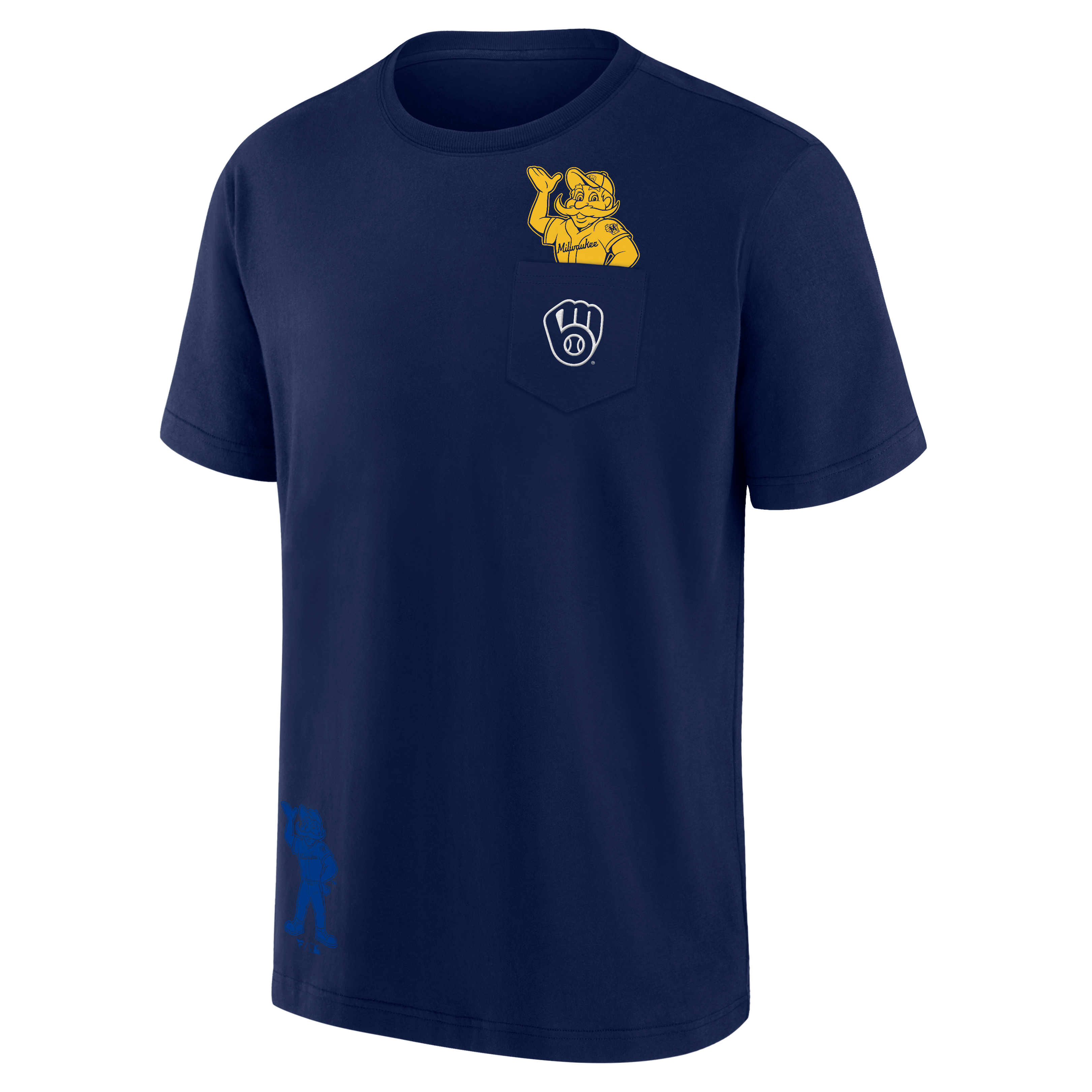 T-shirt unisexe Fanatics Milwaukee Brewers bleu marine avec mascotte de poche