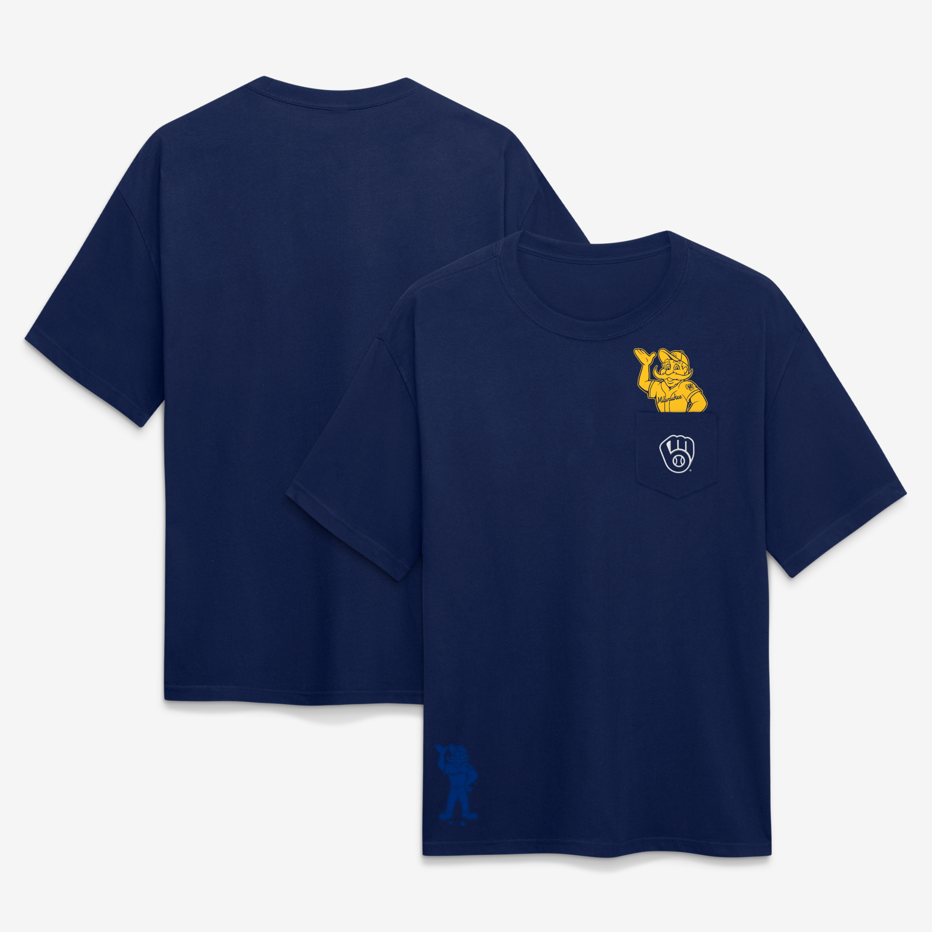 T-shirt unisexe Fanatics Milwaukee Brewers bleu marine avec mascotte de poche