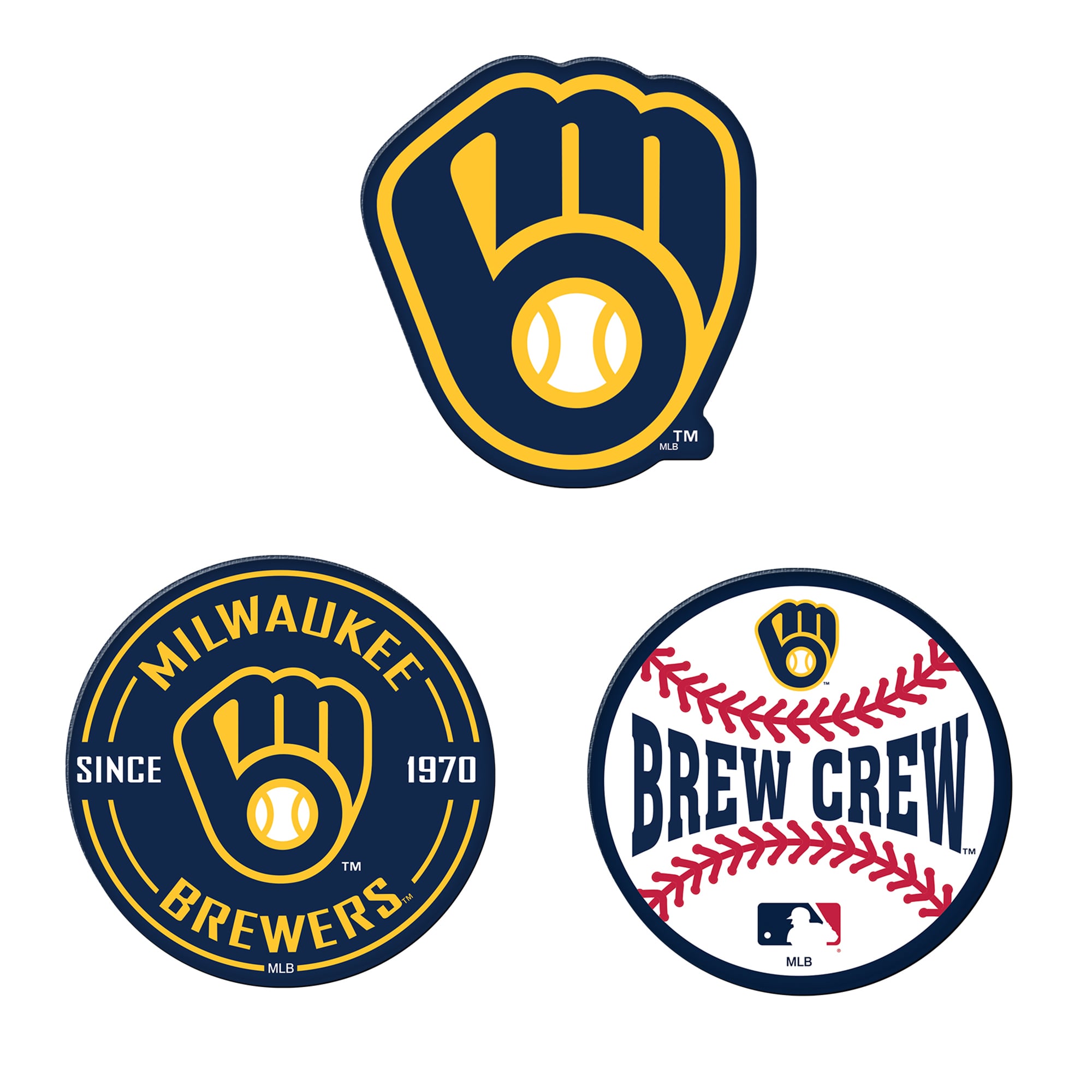 WinCraft Milwaukee Brewers 3-Pack Premium Fridge Magnet Set