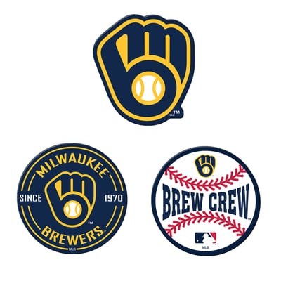  Milwaukee Brewers WinCraft 3-Pack Premium Fridge Magnet Set
