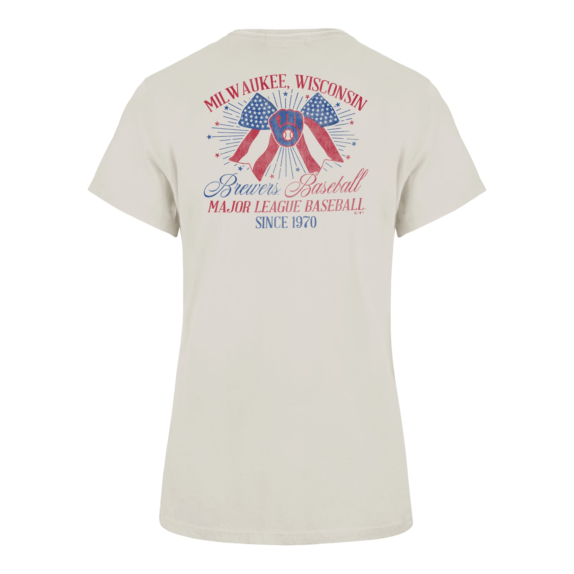 Women's '47 Cream Milwaukee Brewers Bow Burst Frankie T-Shirt