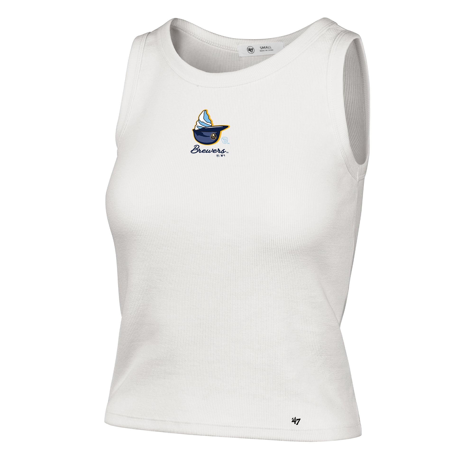 Women's '47 Cream Milwaukee Brewers Single Swirl Ribbed Baby Tank Top