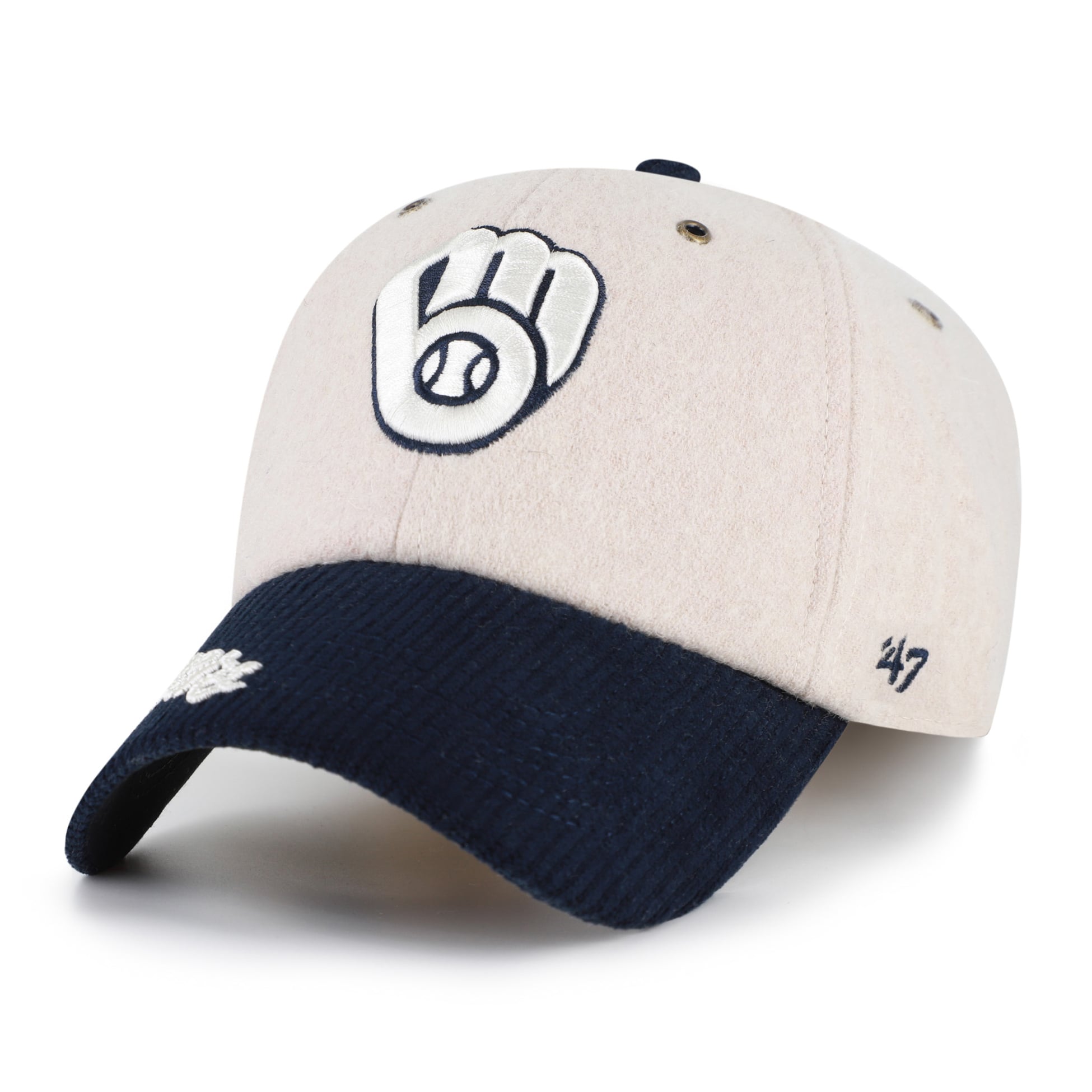 Women's '47 Natural/Navy Milwaukee Brewers Rope Script Clean Up Adjustable Hat