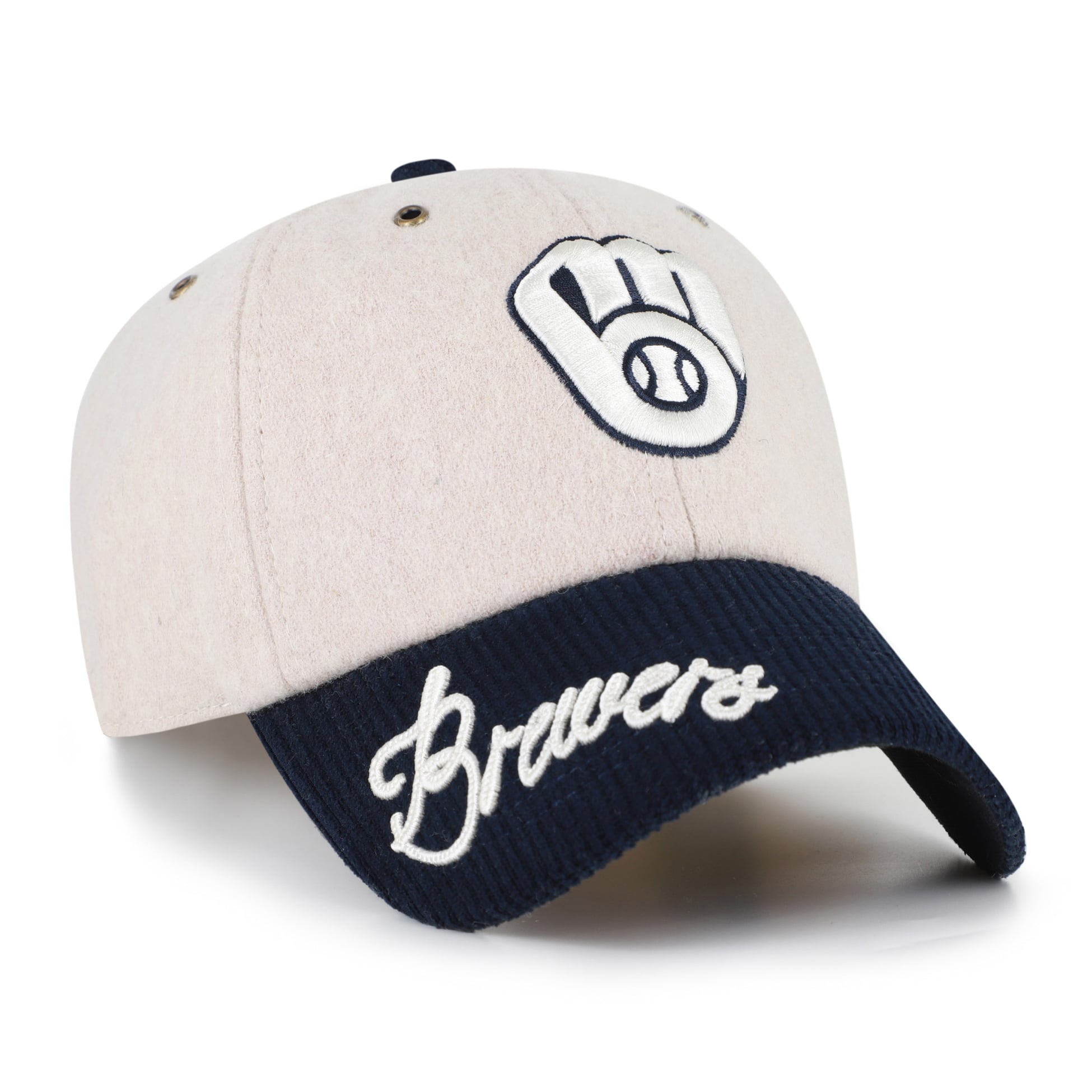 Women's '47 Natural/Navy Milwaukee Brewers Rope Script Clean Up Adjustable Hat
