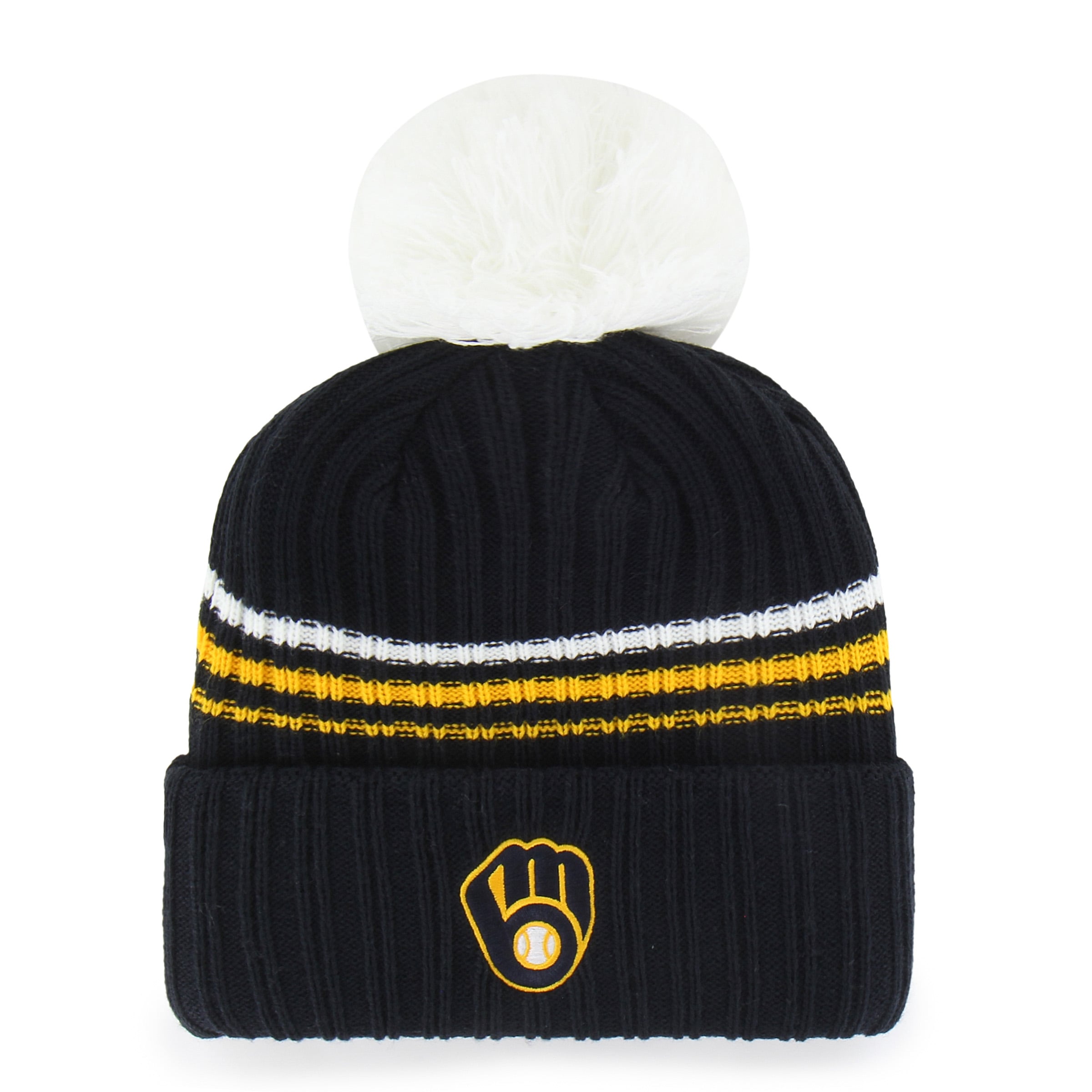 Bonnet en maille duveteuse à revers, modèle 47 Navy Milwaukee Brewers, avec pompon.