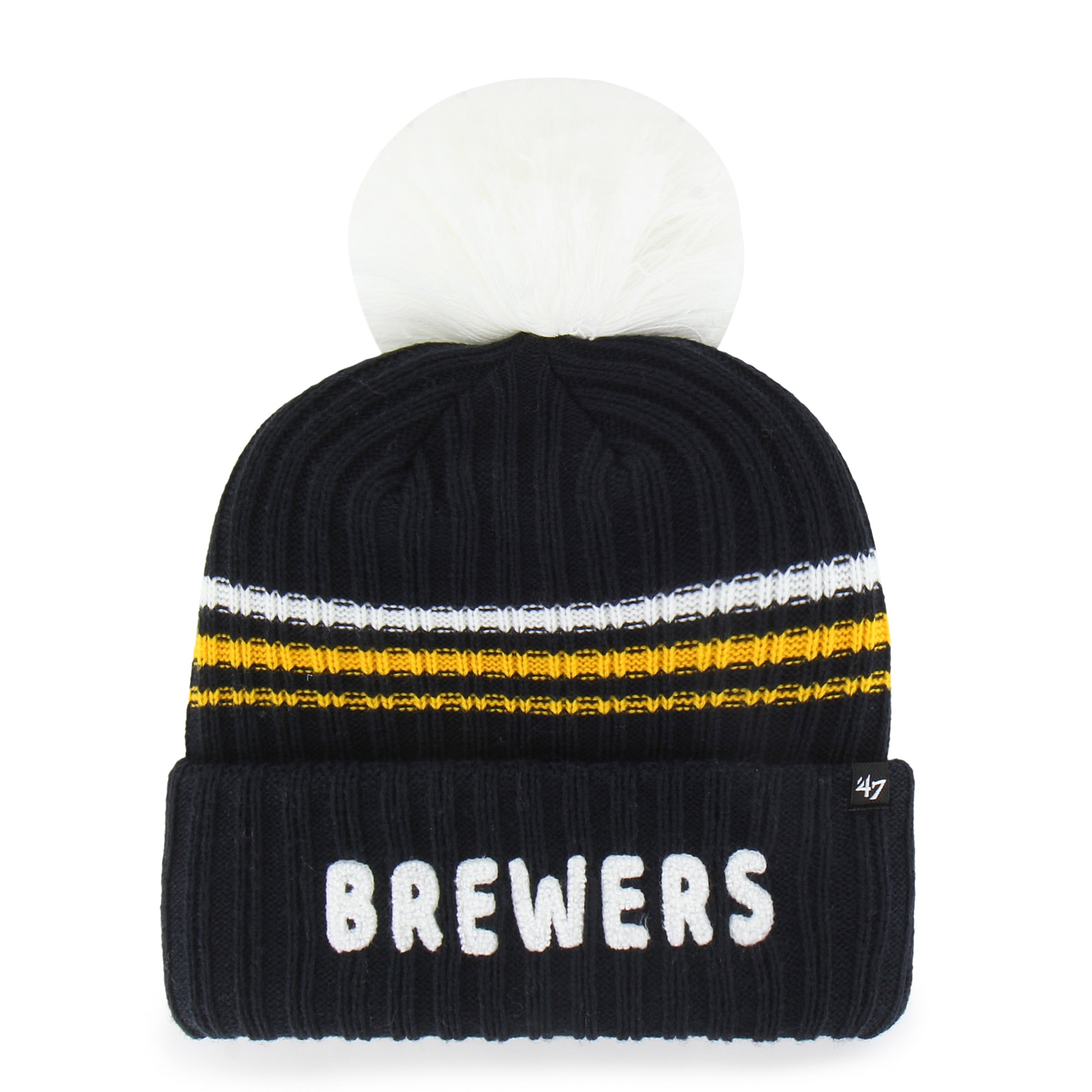 Bonnet en maille duveteuse à revers, modèle 47 Navy Milwaukee Brewers, avec pompon.