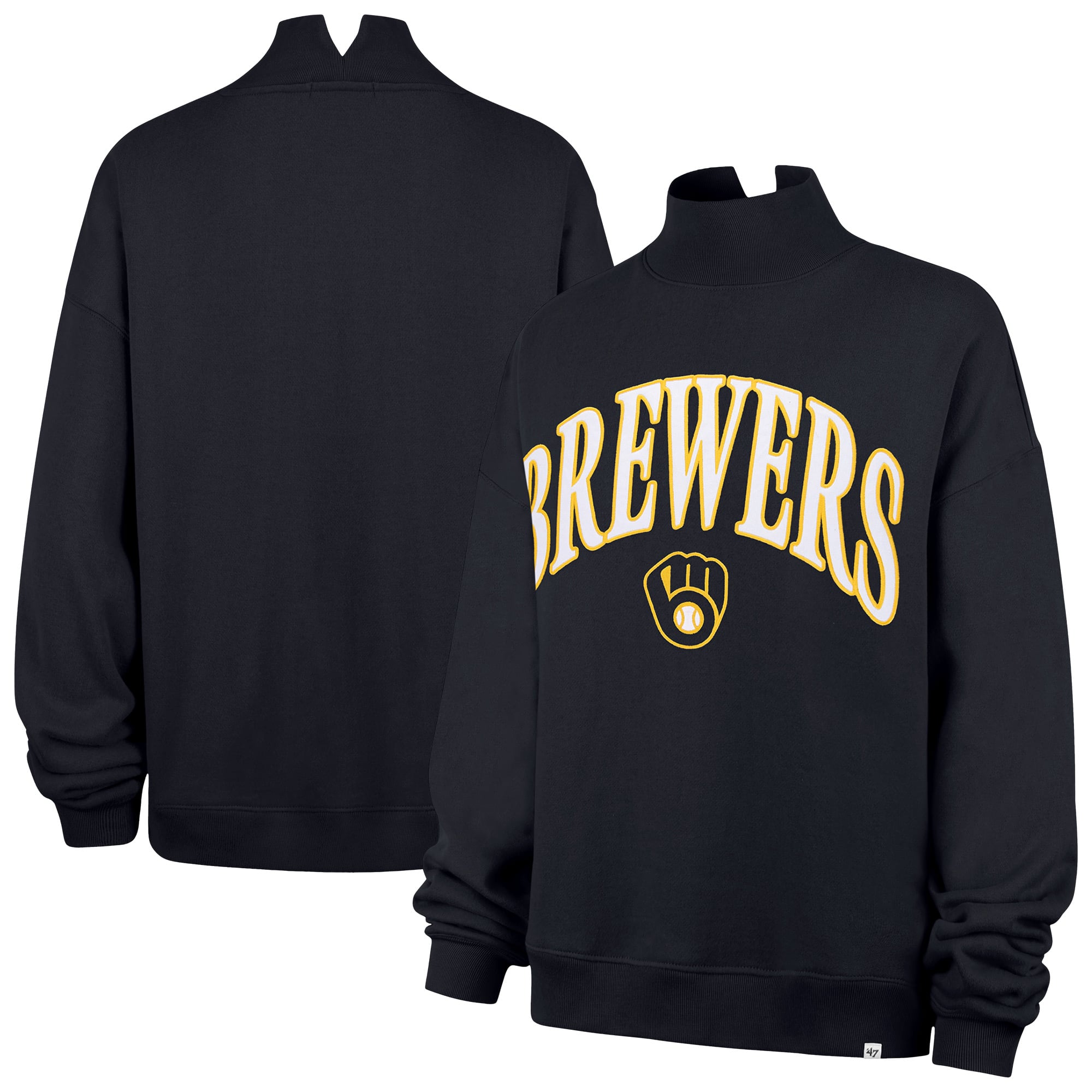 Sweat-shirt à col montant oversize Vantage pour femme, bleu marine, modèle 47 des Milwaukee Brewers