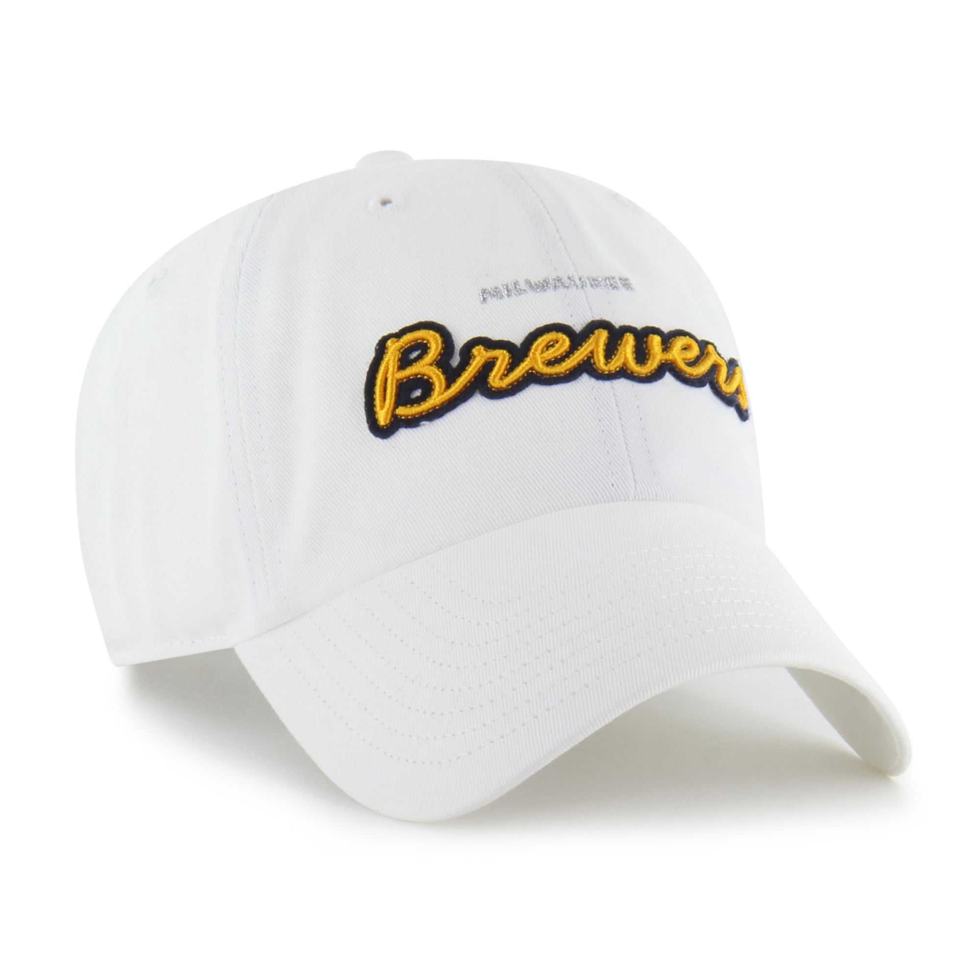 Women's '47 White Milwaukee Brewers Trendy Script Clean Up Adjustable Hat