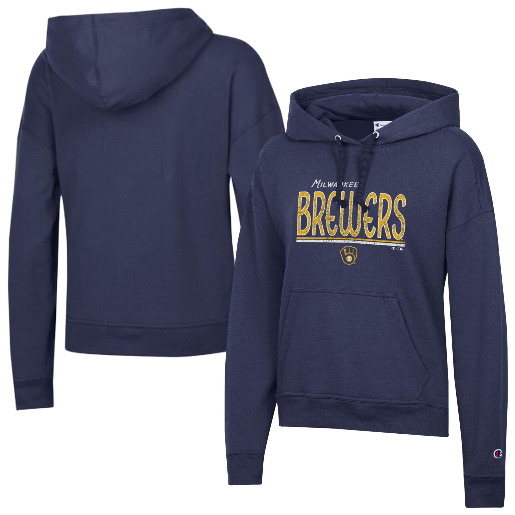 Women's Champion Navy Milwaukee Brewers Vintage Powerblend Hoodie