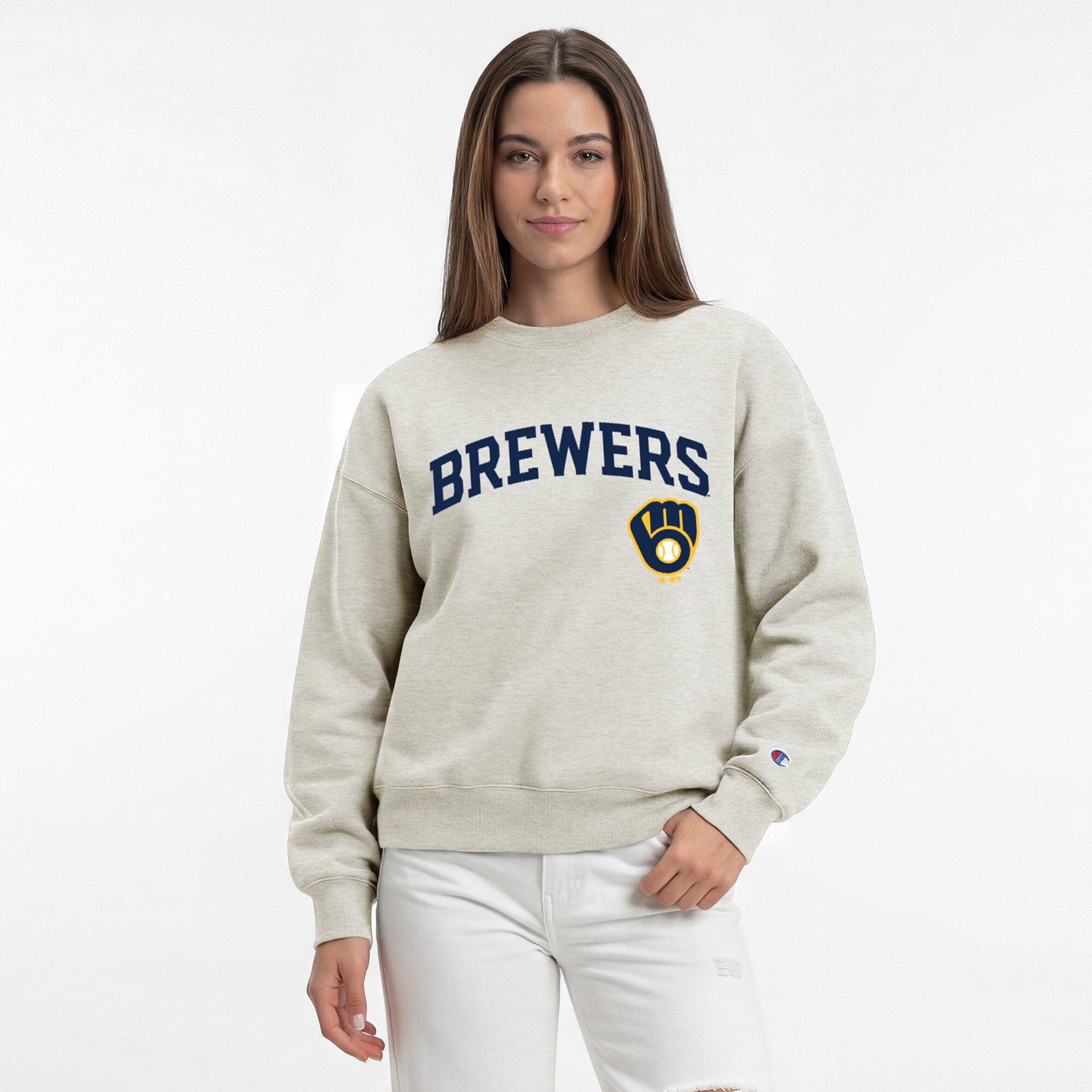 Sweat-shirt Champion Oatmeal pour femmes des Milwaukee Brewers All-Star
