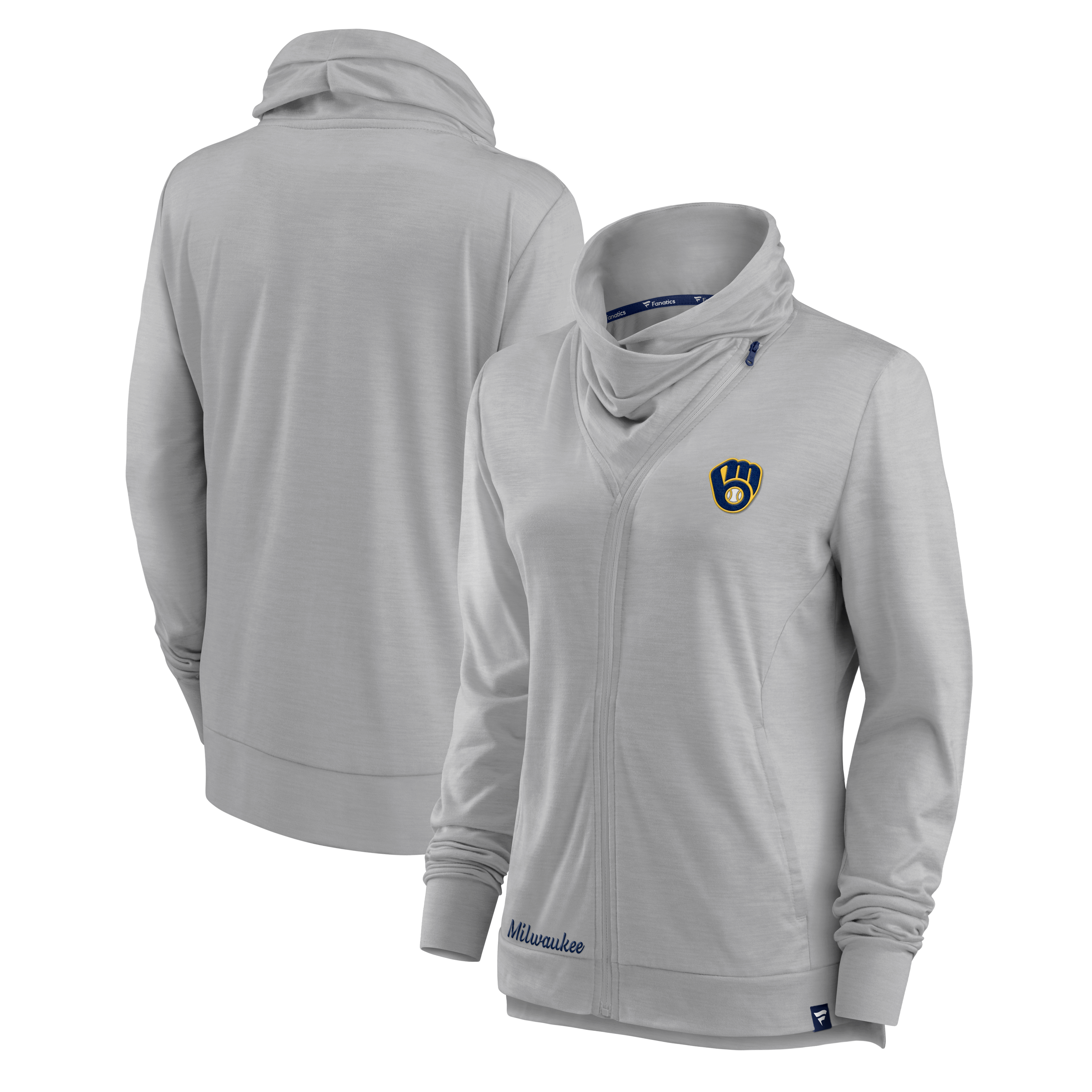 Veste zippée intégrale Fanatics grise pour femme Milwaukee Brewers Break It Loose