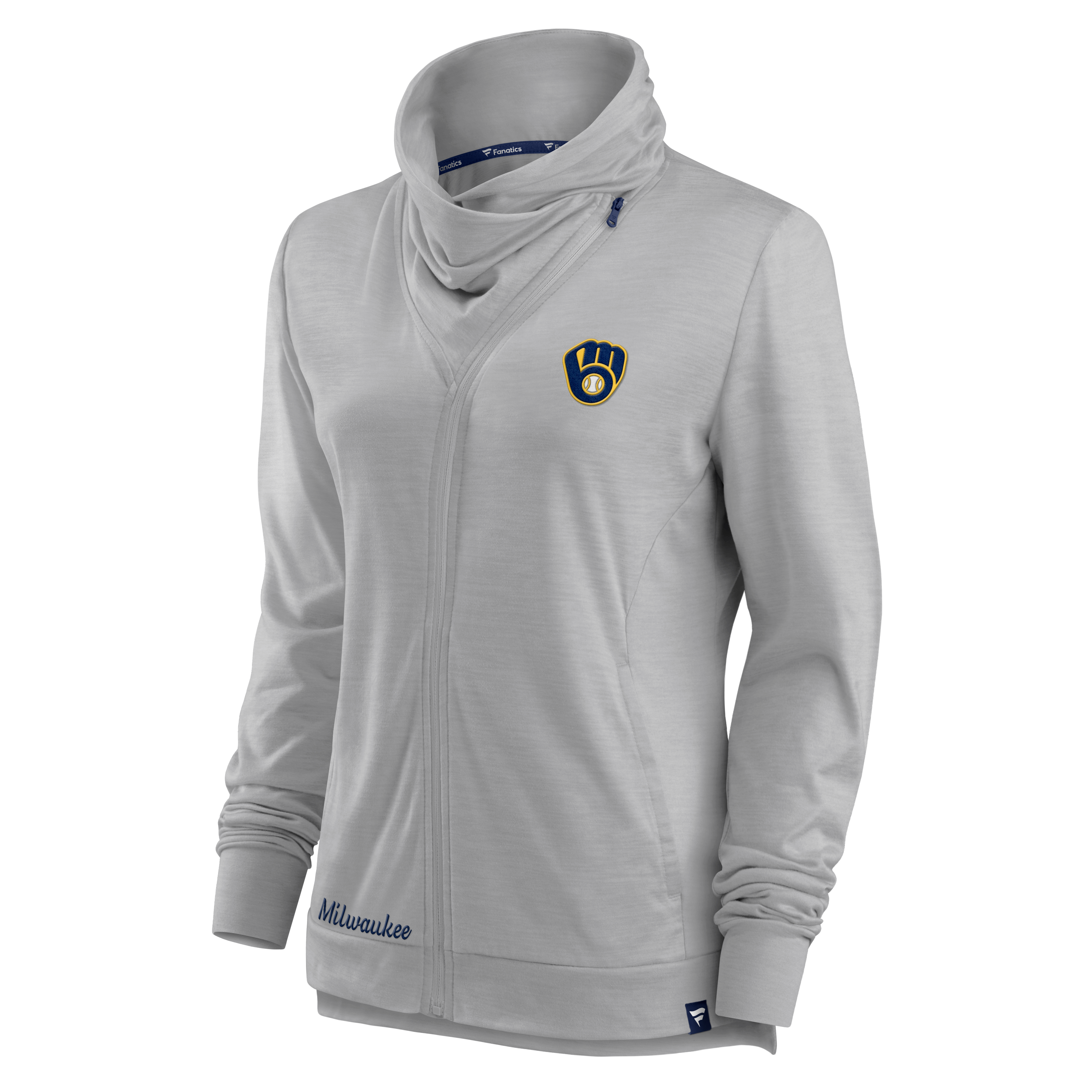 Veste zippée intégrale Fanatics grise pour femme Milwaukee Brewers Break It Loose