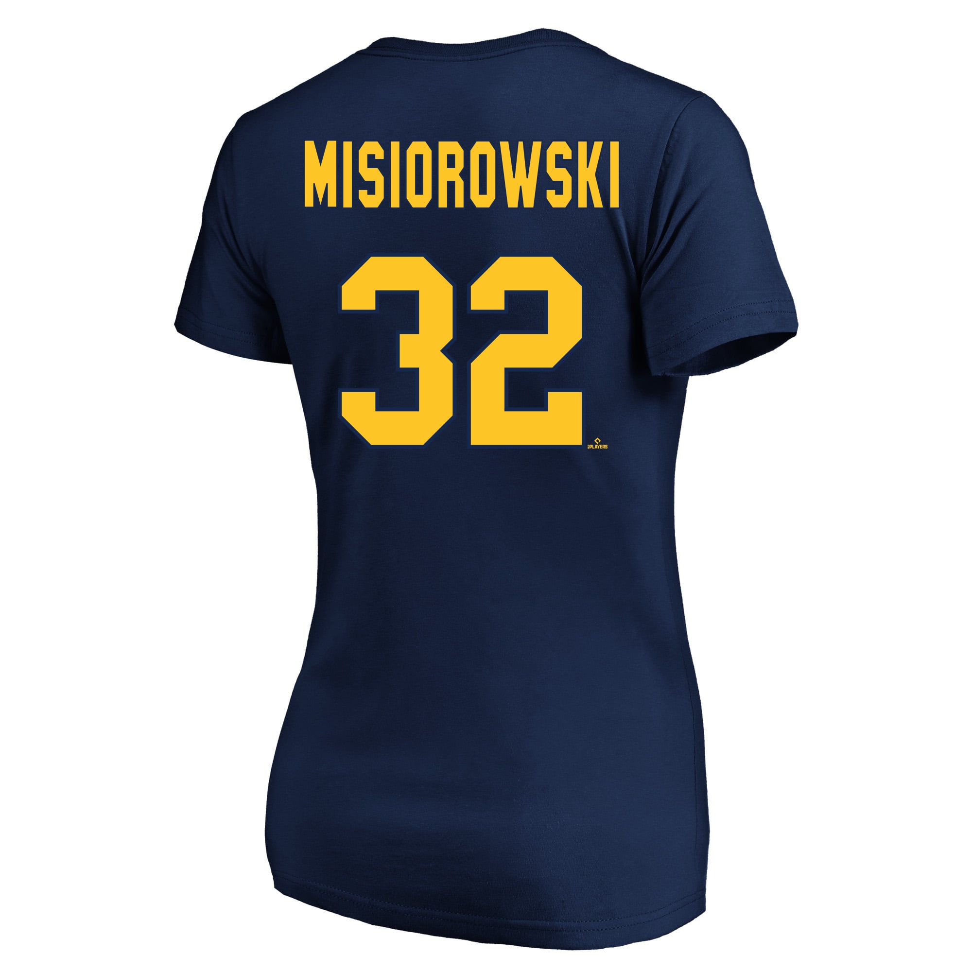 Women's Fanatics Jacob Misiorowski Navy Milwaukee Brewers Plus Name & Number V-Neck T-Shirt